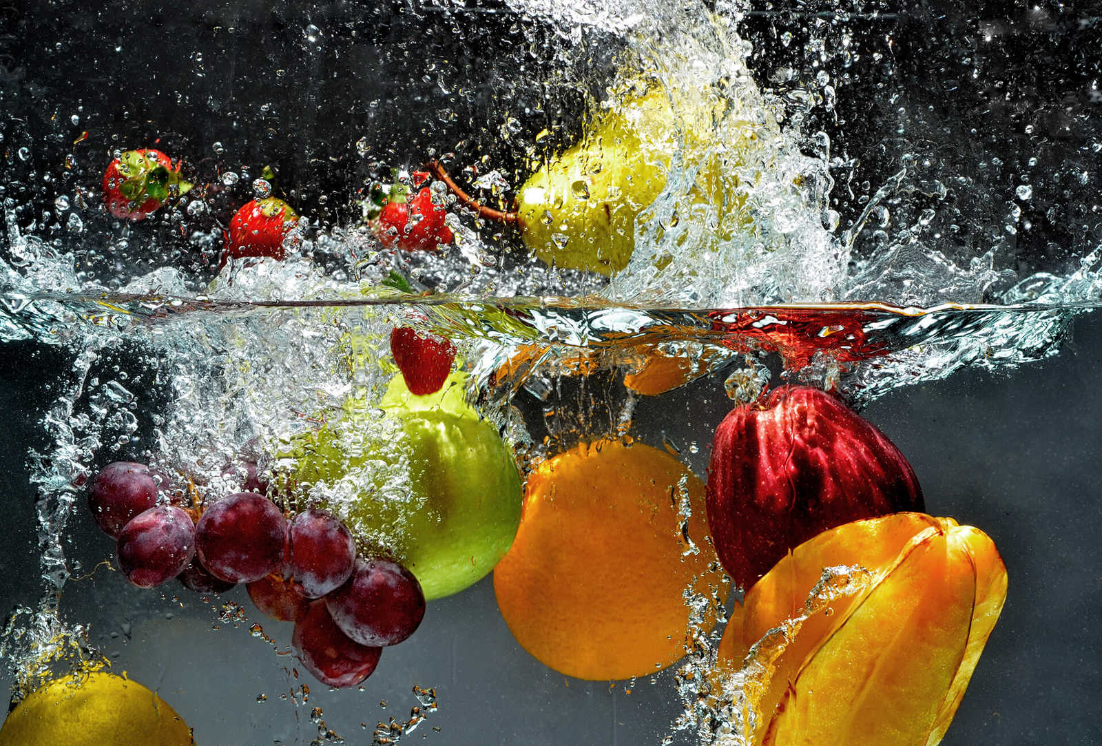         Vers fruit en water Behang - Kleurrijk, geel, rood
    
