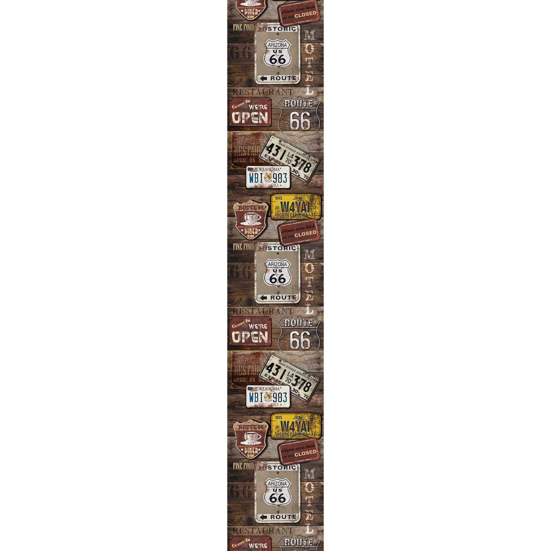         Wood wallpaper signs American Diner Style, Used Look - Brown, White, Black
    