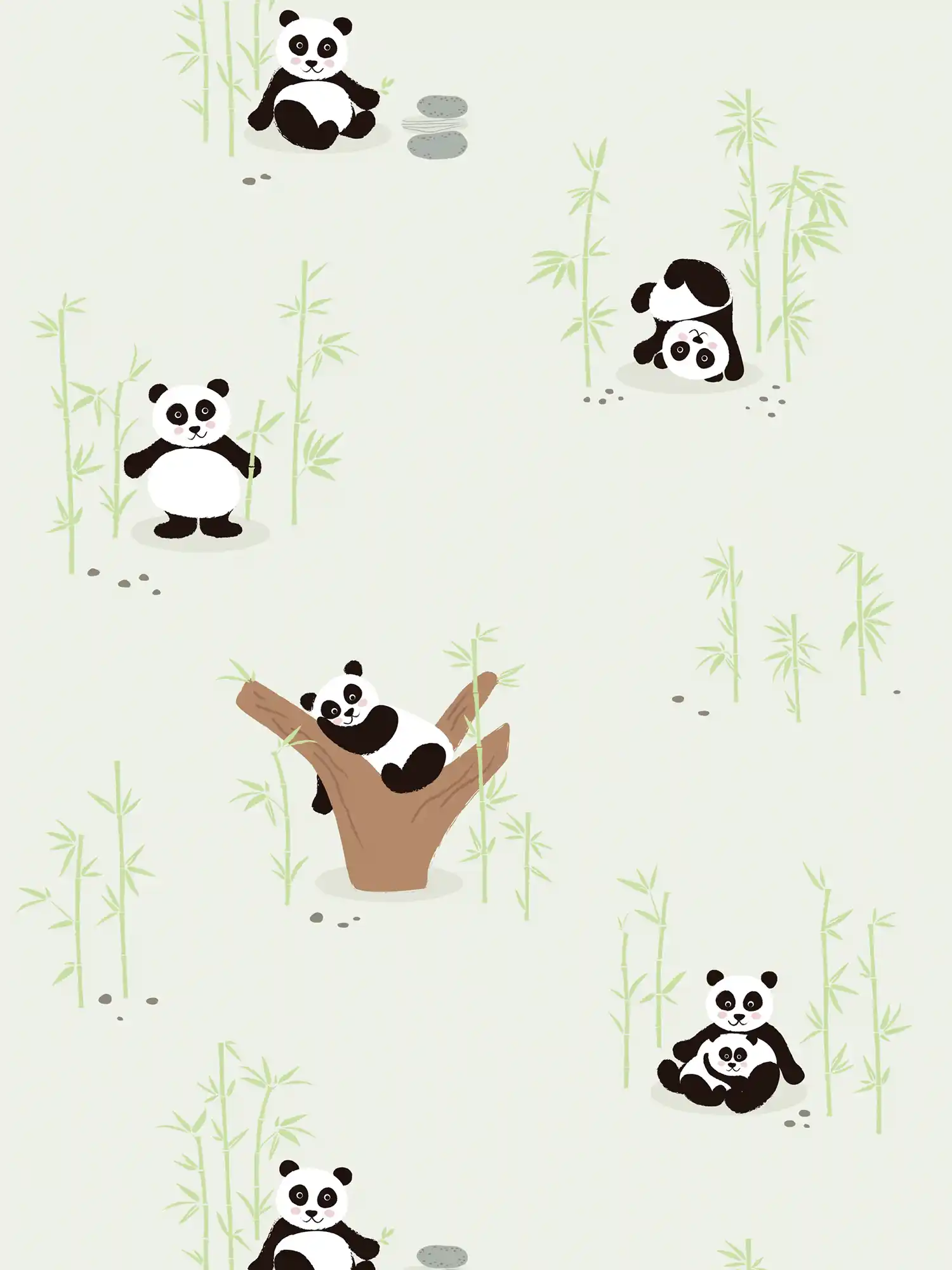         Papier peint panda pour chambre d'enfant - vert, noir, blanc
    