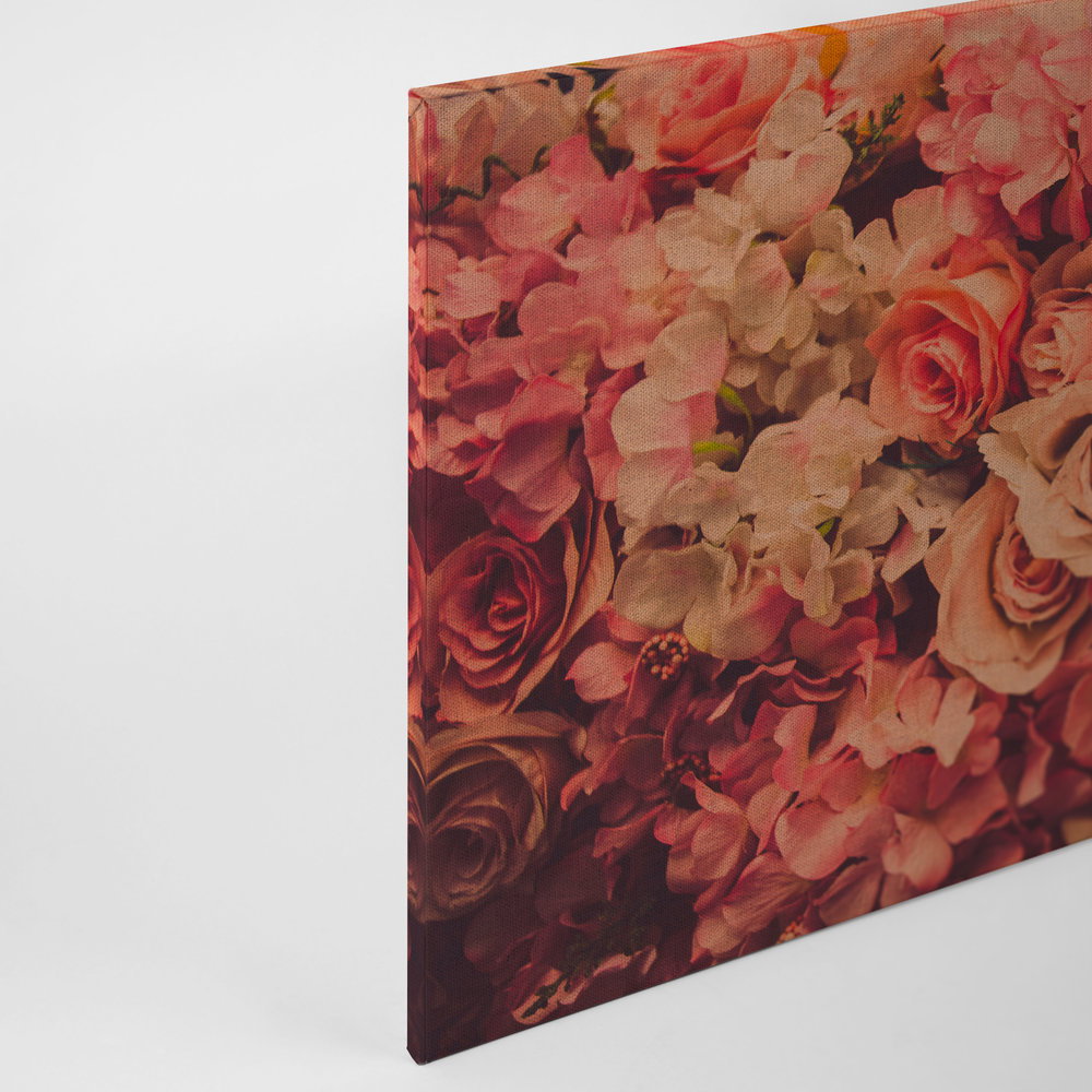             Canvas met romantisch rozenmotief in linnenlook - 0,90 m x 0,60 m
        