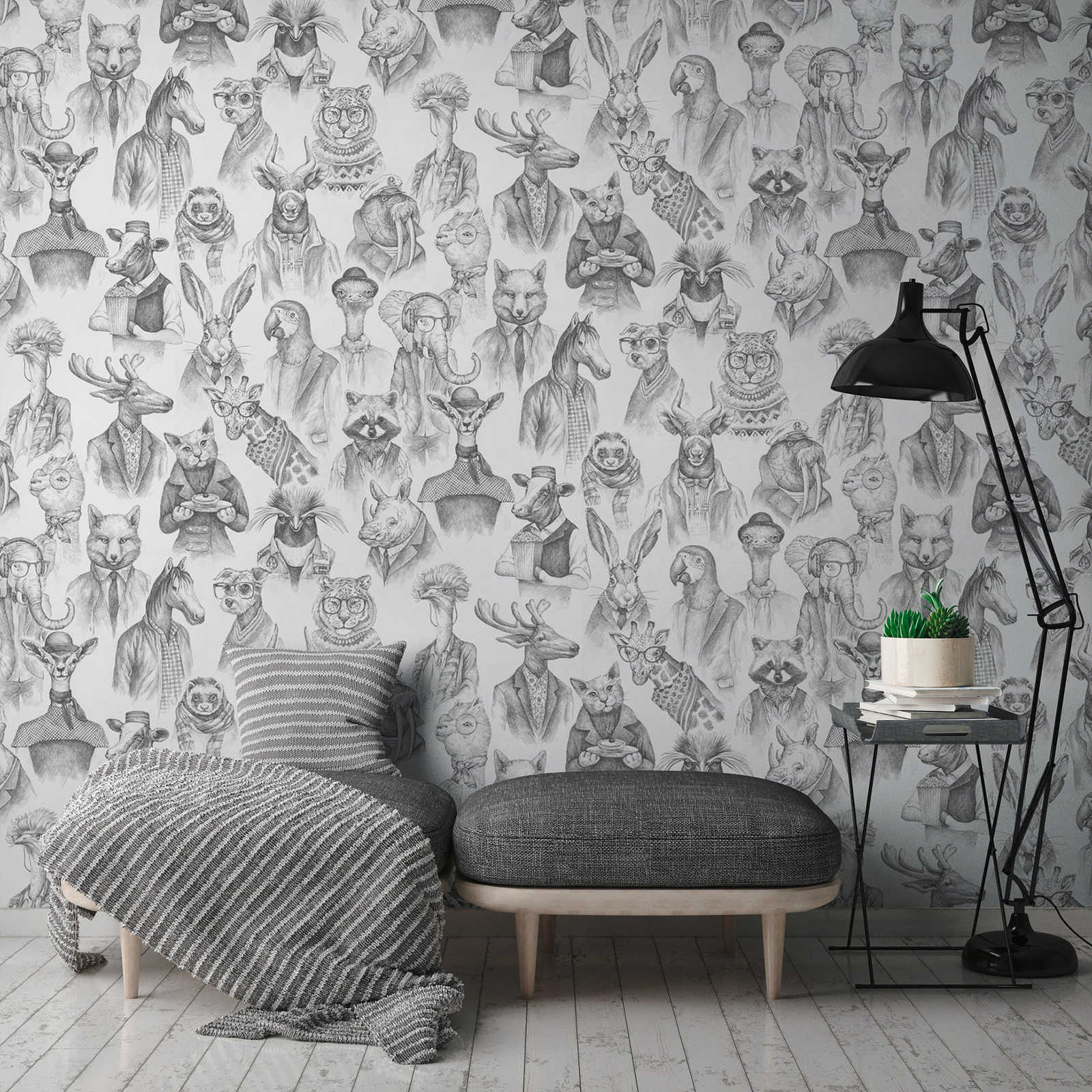         Non-woven wallpaper fabulous animal world by New-Walls - black and white
    