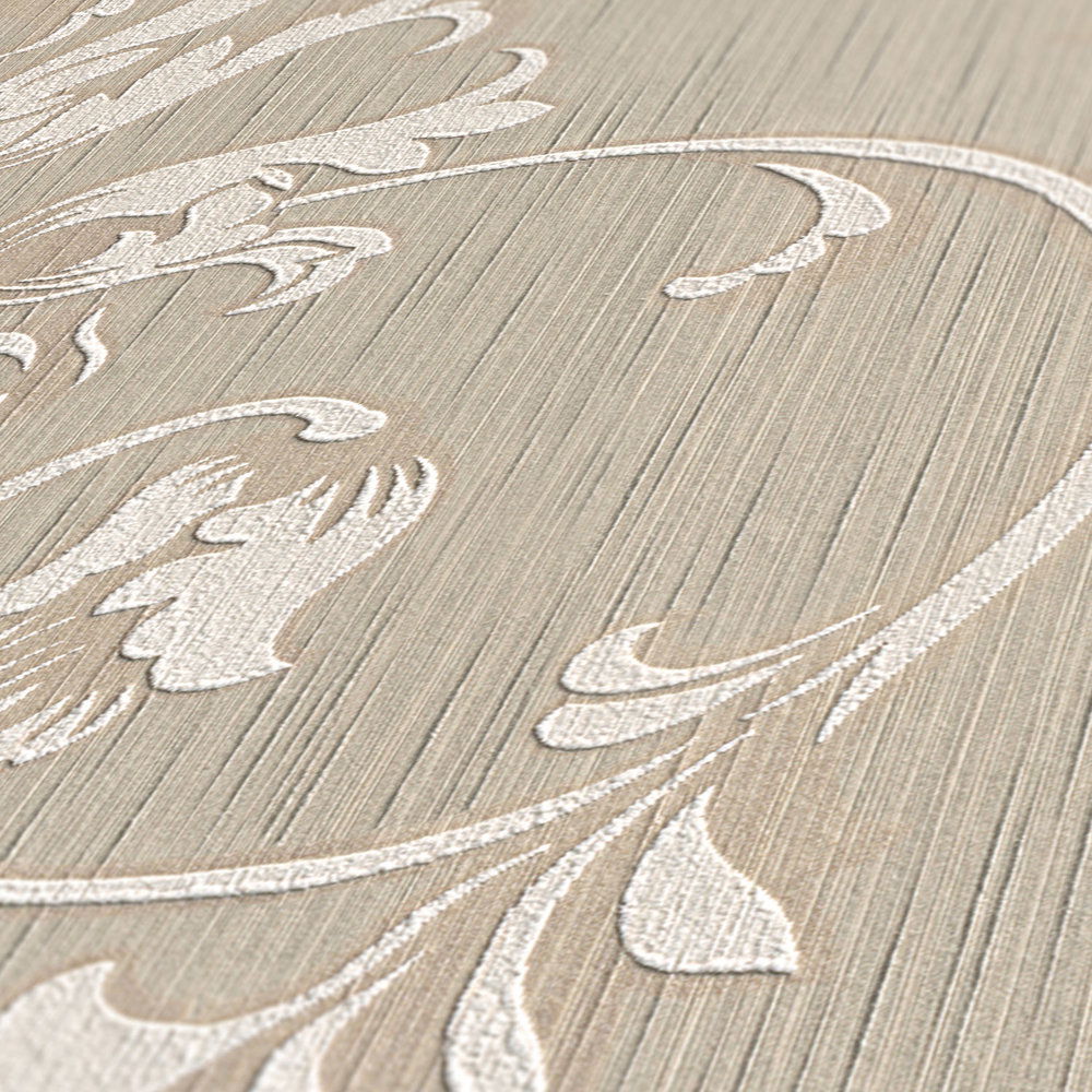             Tapete Kolonial Stil mit floralen Ornamenten – Beige
        