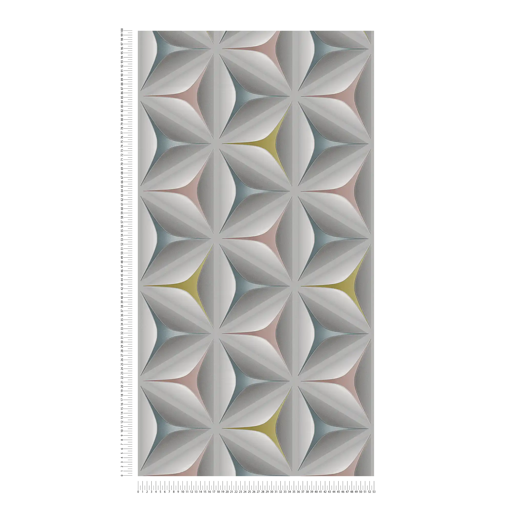             Vintage Tapete Skandinavien Muster – Blau, Grau, Rosa
        