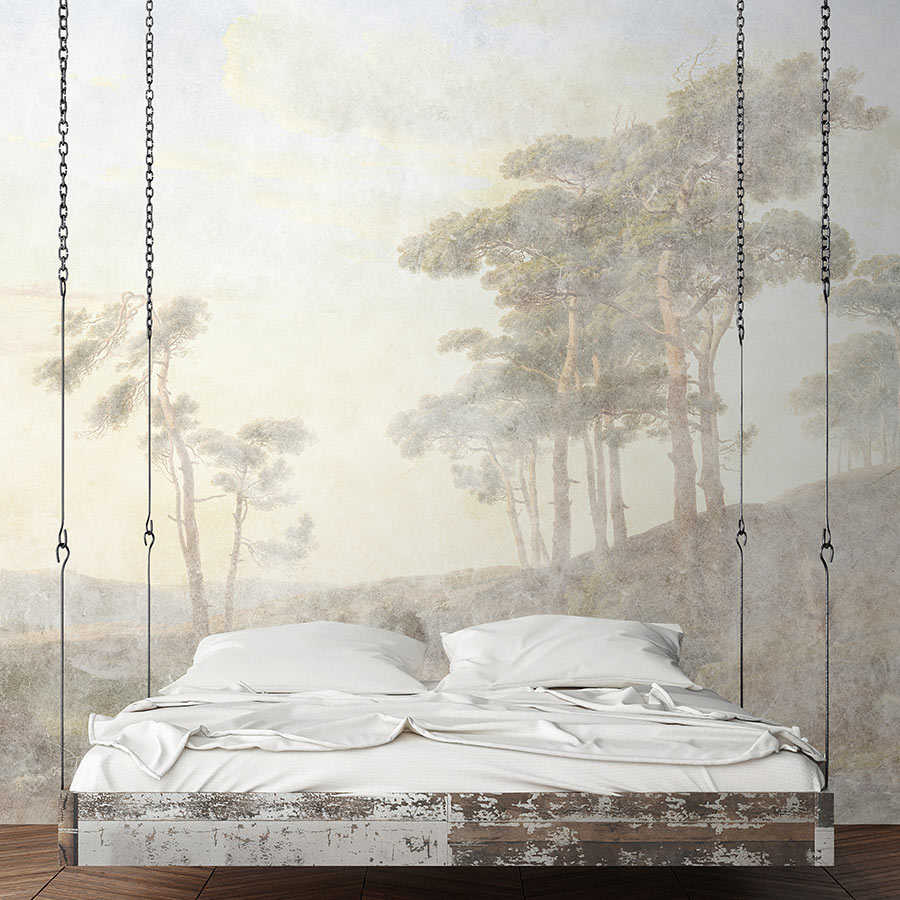 Schaukelliege, Schaukelbett, Bett, Wandtapete, Musterwald