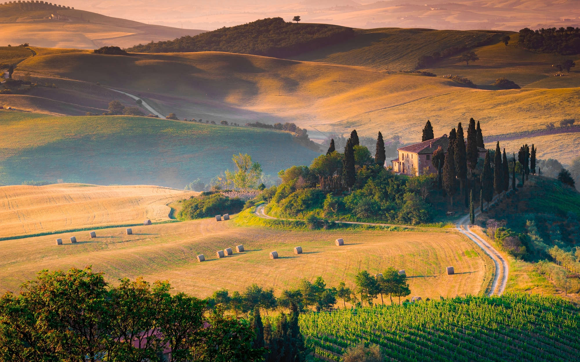             Fototapete Herrenhaus in der Toskana – Mattes Glattvlies
        