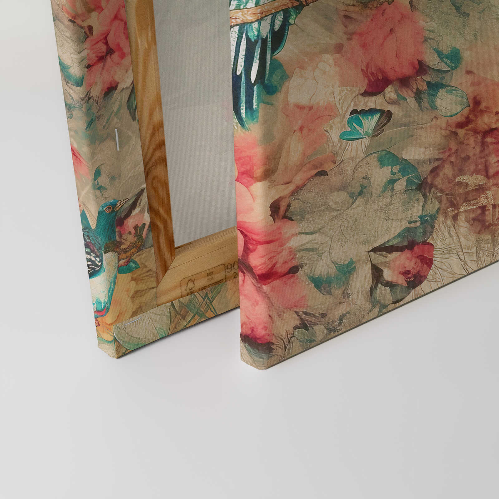             Frida Kahlo Natur-Kunst - Leinwandbild mit exotischen Vögeln – 50 x 40 cm - Bunt,
        