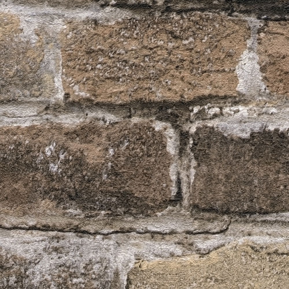             Steinoptik Vliestapete mit Ziegel Design – Braun
        