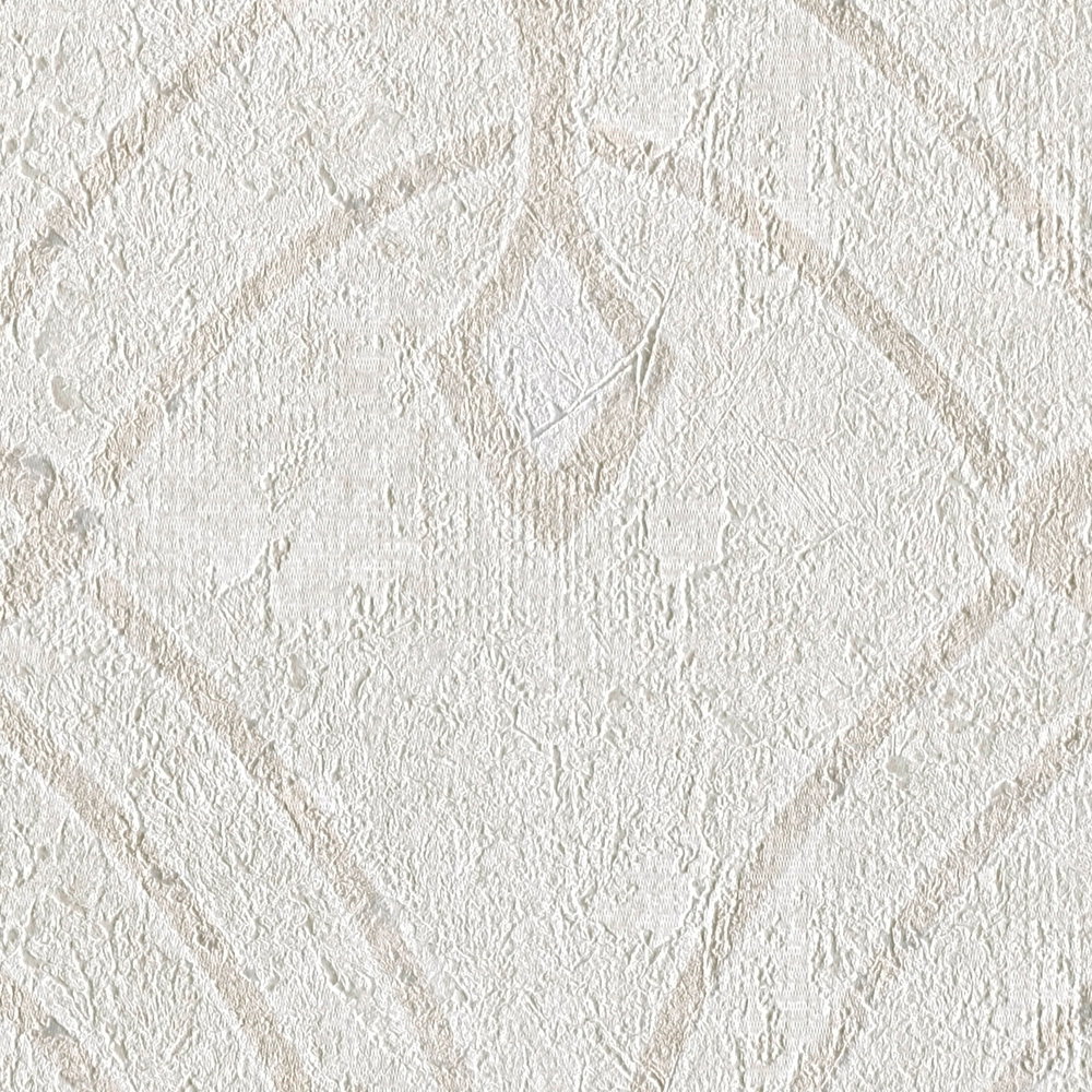             Putzoptik Tapete mit Art Deco Muster & Metallic Effekt – Beige, Creme, Gelb
        