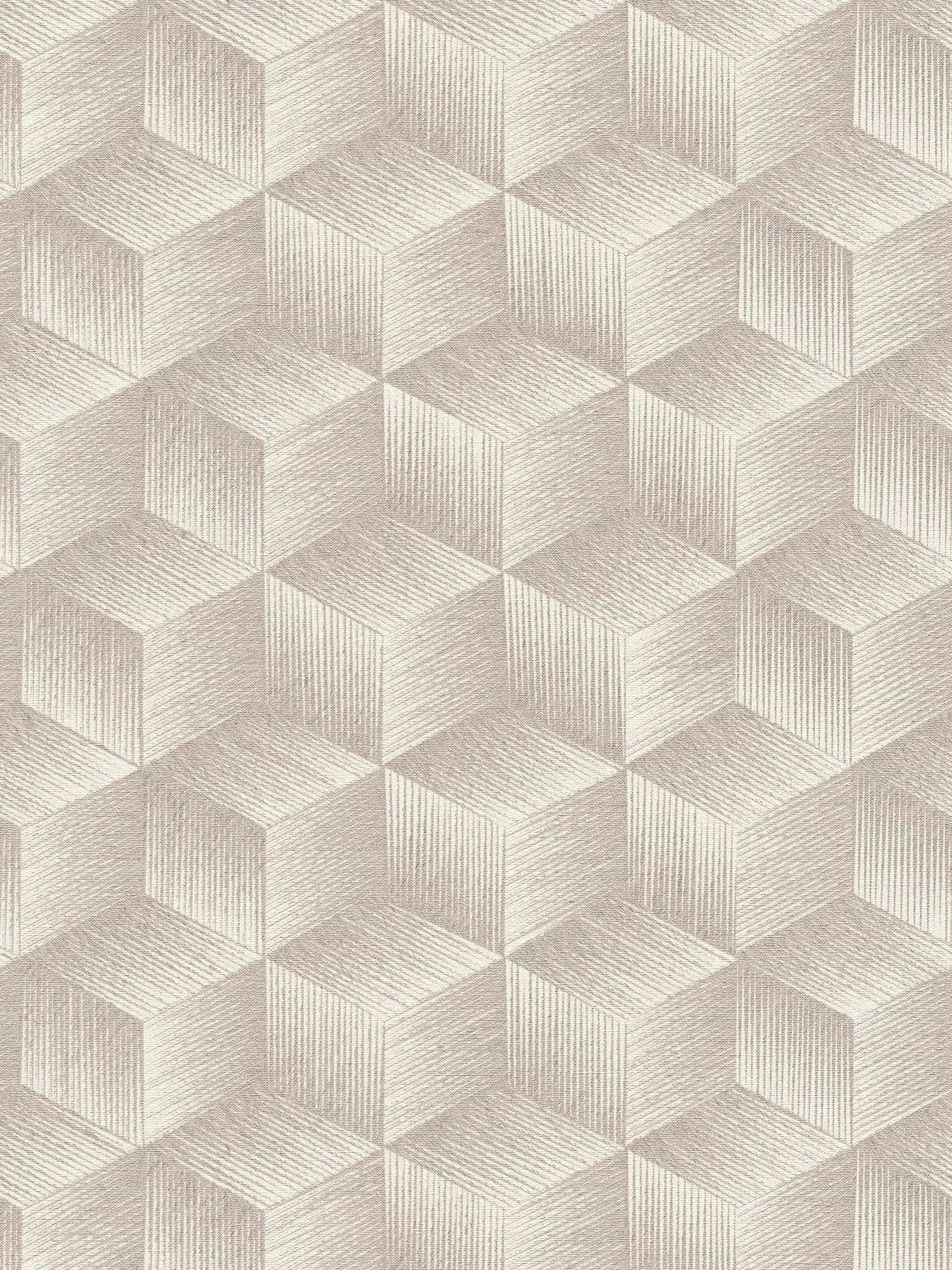 3D-optique papier peint intissé à motif carré sans PVC - gris, gris, blanc