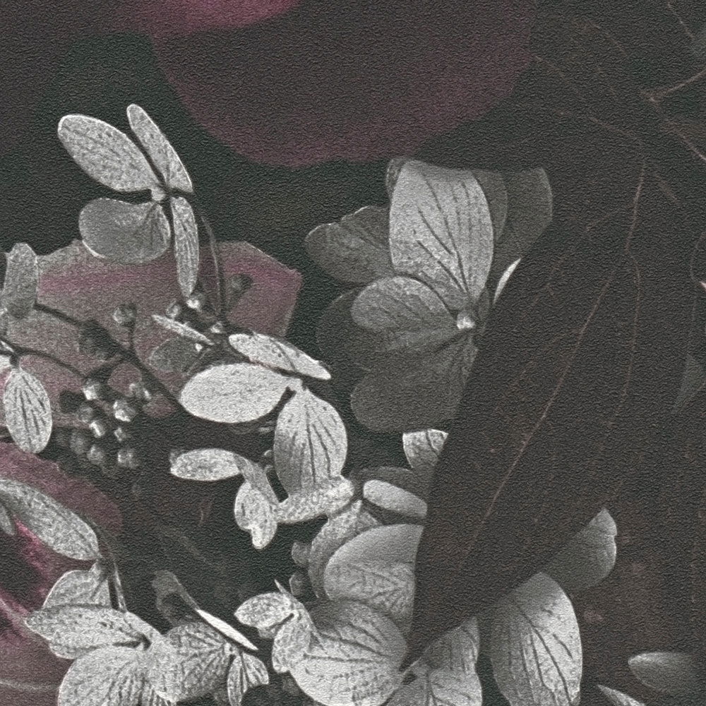             behang rozen & tulpen in klassieke stijl - roze, grijs
        