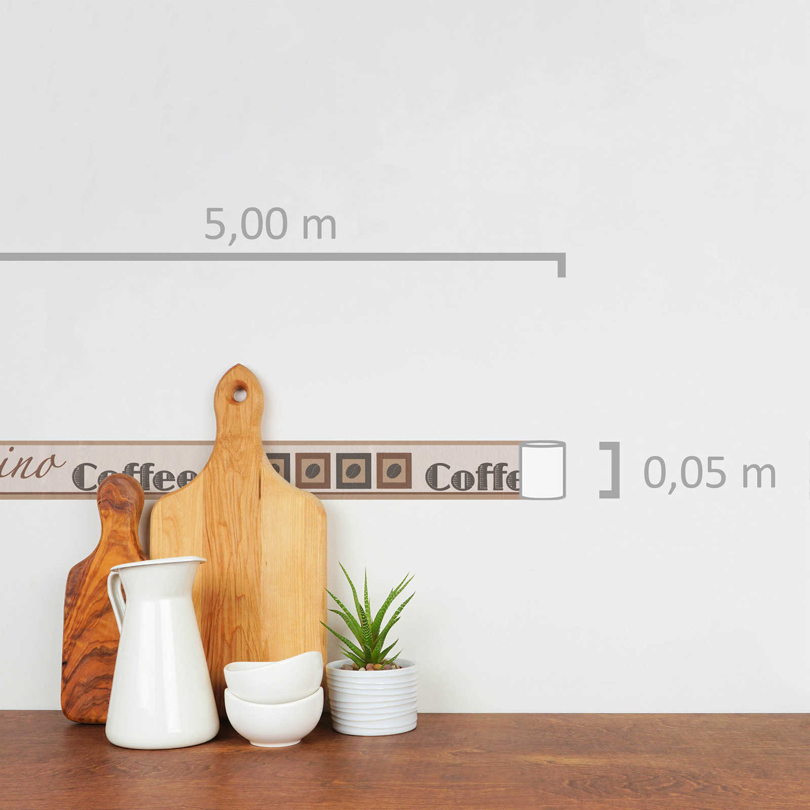 Borte mit Kaffee-Motiv und Typographie für die Küche – Braun, Beige, Creme