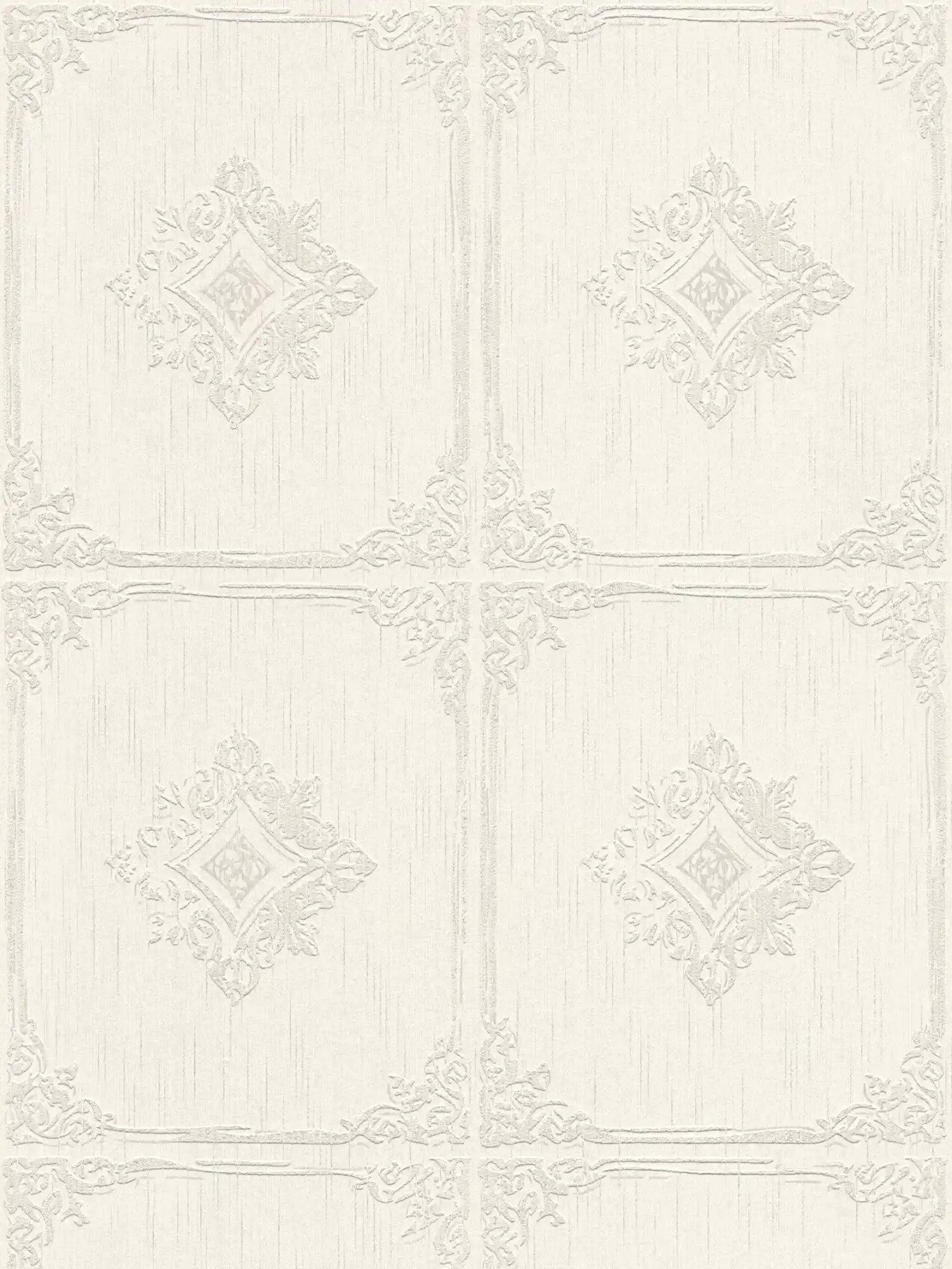 Tapete Vintage Stuck Design mit Ornament Kassetten – Creme, Grau