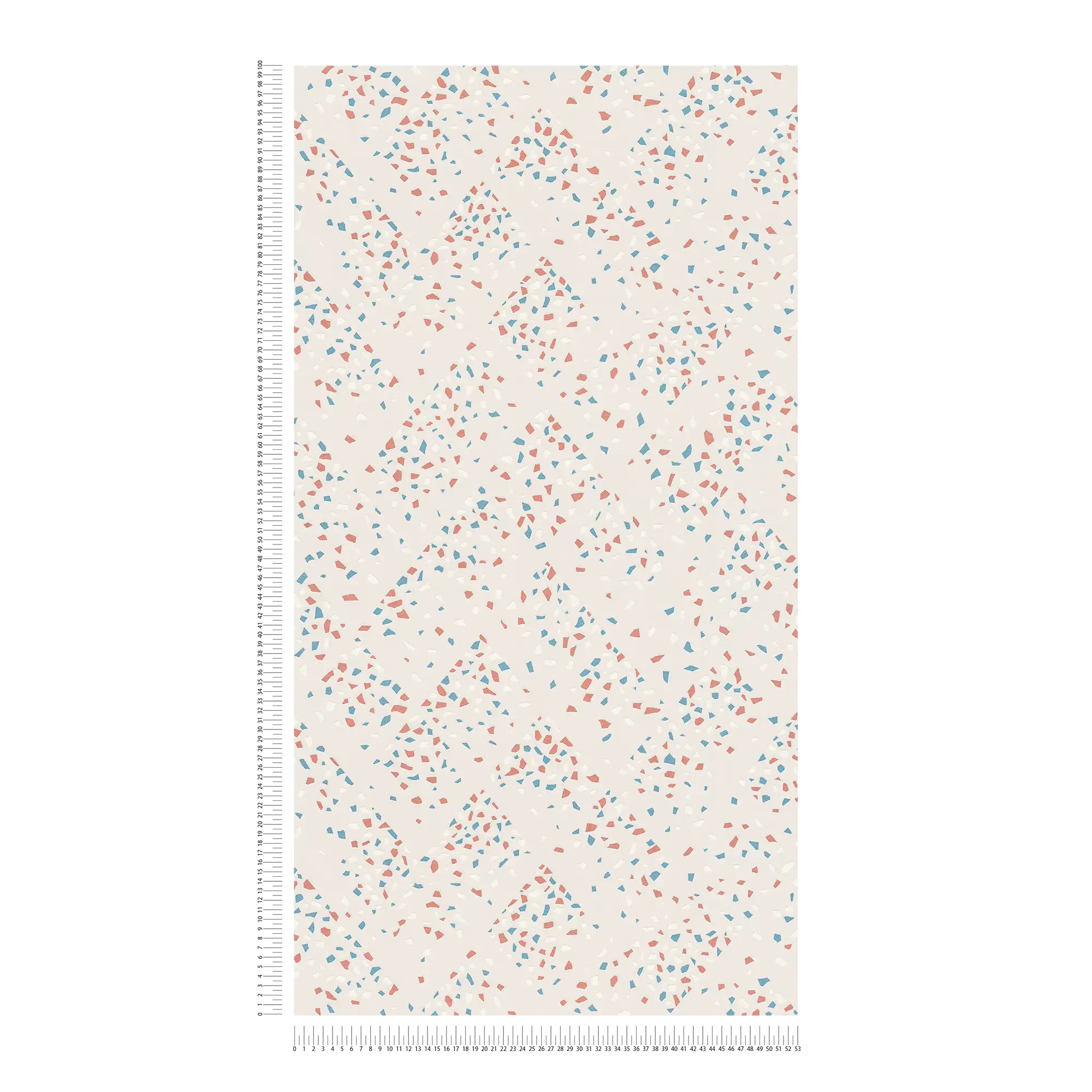 Vliestapete mit Terrazzo Muster – Blau, Rosa, Weiß