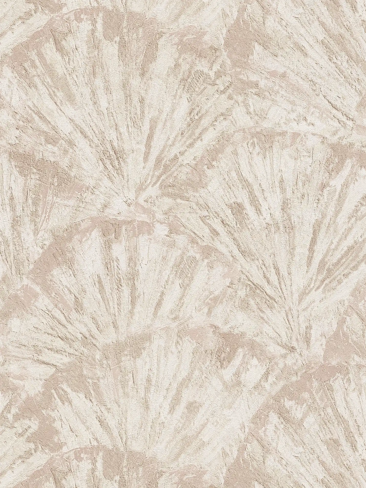         papier peint en papier intissé clair avec feuille finement structurée dans un style organique - crème, beige, marron
    
