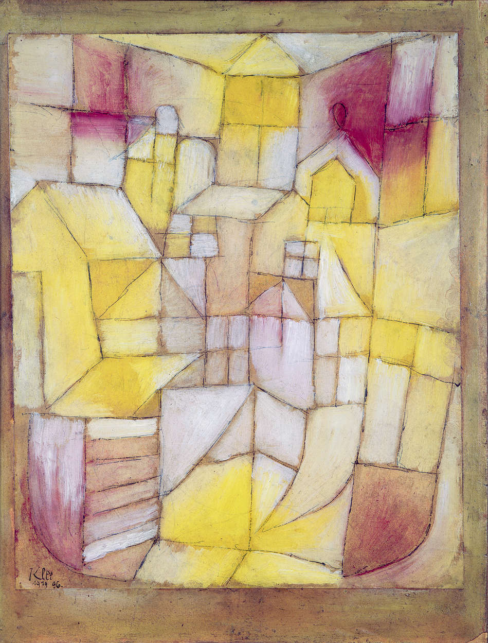 abstract, kubistisch, geometrisch, bleistift, gelb