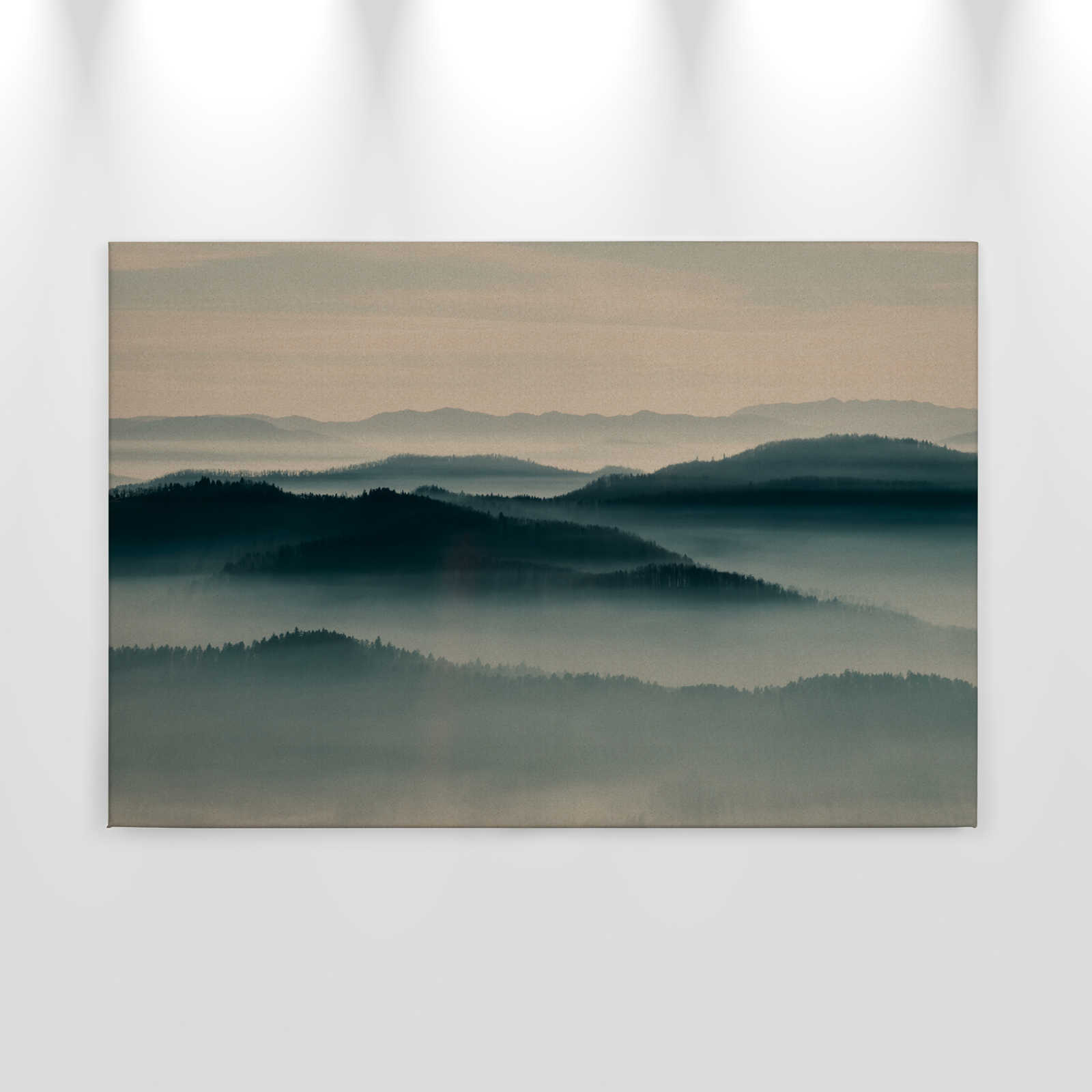 Horizon 1 - Leinwandbild mit Nebel-Landschaft, Natur Sky Line in Pappe Struktur – 0,90 m x 0,60 m