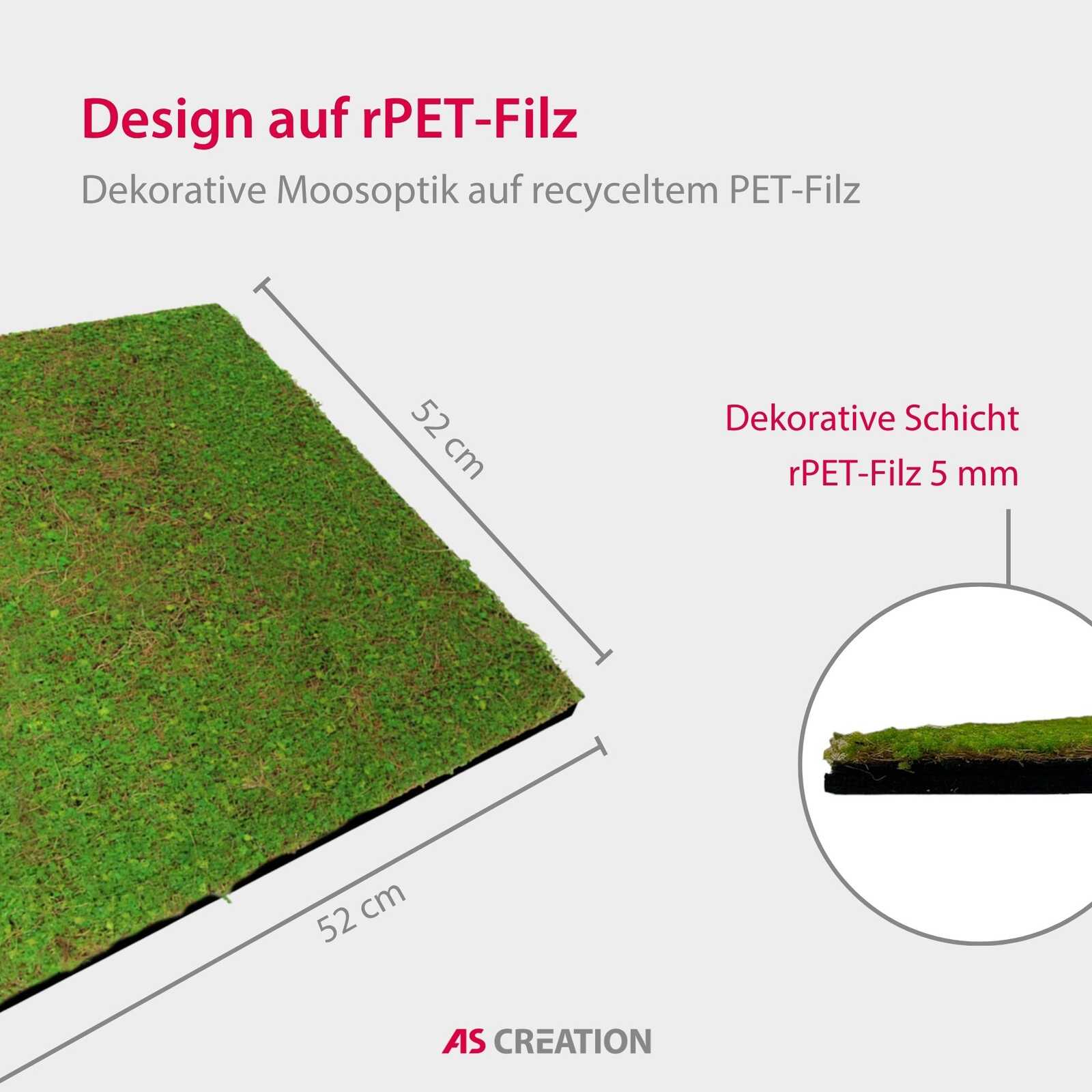Moosfliese, Grün, Dekoration, rPET, Filz