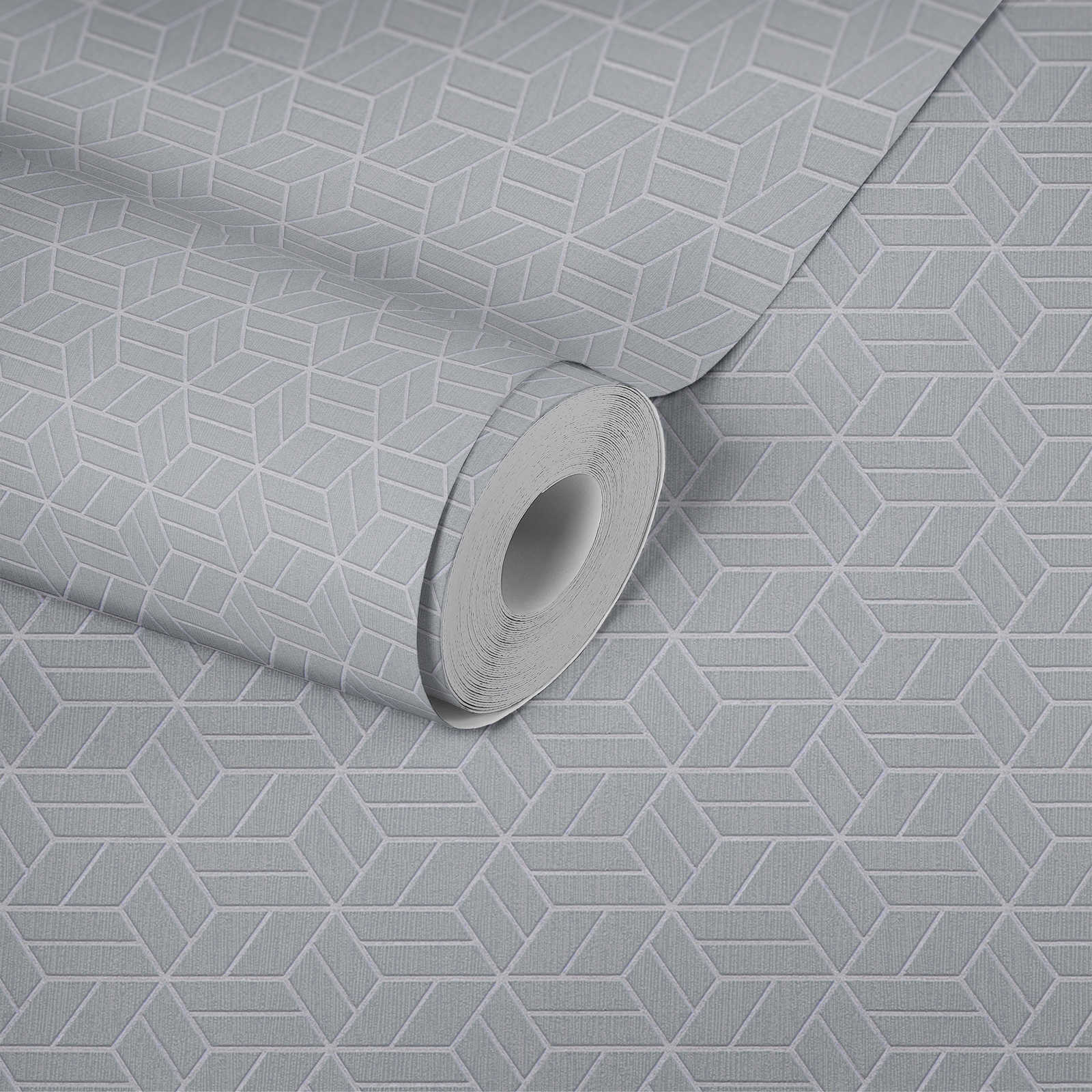 Tapete geometrisches Muster &amp; Glitzer-Effekt – Grau, Silber
