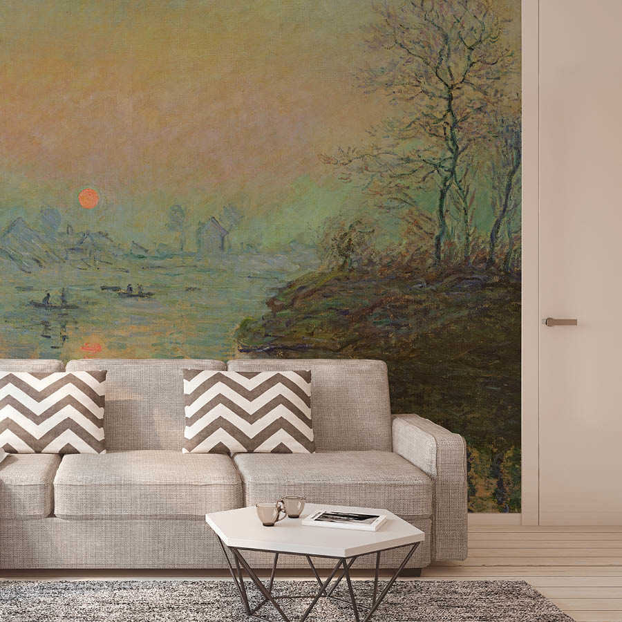 wandbild, landschaft, sonnenuntergang, fluss, wohndekoration