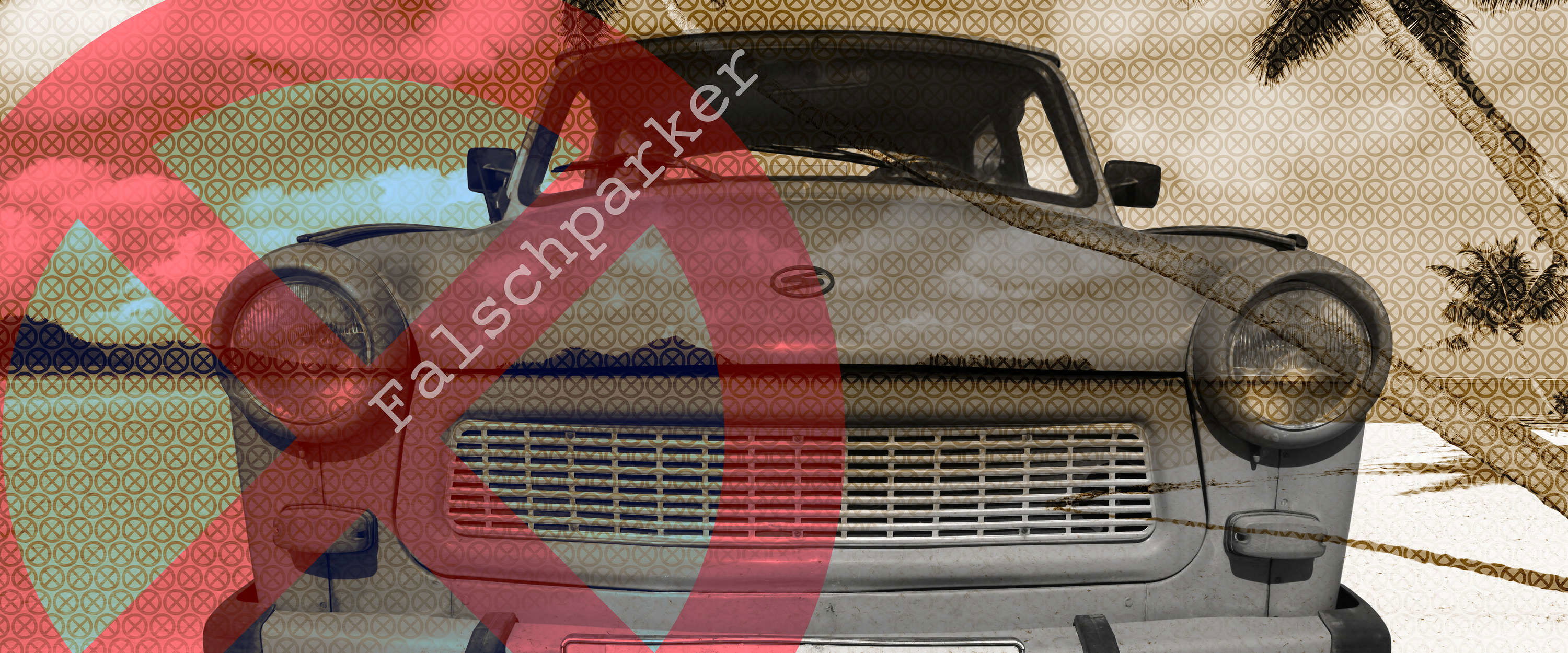             Vliestapete Industrial Look – Auto Fototapete mit Trabi im Retro Design – Grau, Beige
        