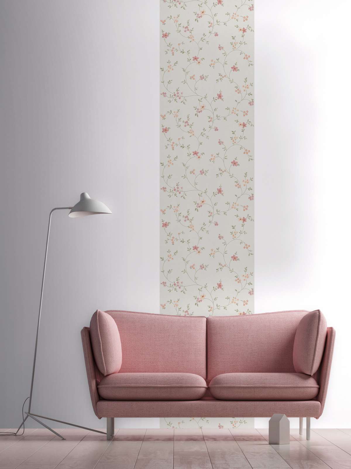             Selbstklebendes Panel mit filigranem Blumenmuster in sanften Tönen – Verspielter Landhausstil für ein gemütliches Ambiente – Bunt, Grün, Creme
        