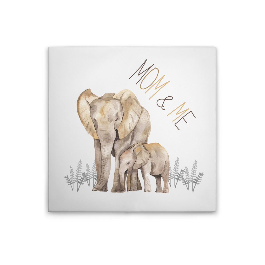             Leinwandbild Mom & Me Elefanten - Liebevolles Tiermotiv für das Kinderzimmer – 30 x 30 cm - Beige, Grau
        