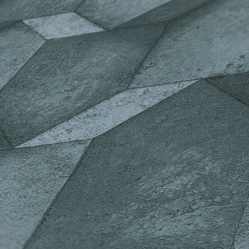             3D Betonoptik Tapete mit Strukturdetails – Blau
        
