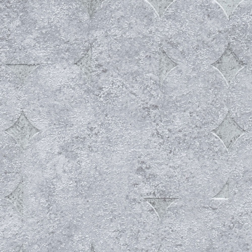             Vliestapete einfarbig mit Struktur und rauten Muster – Grau, Silber
        