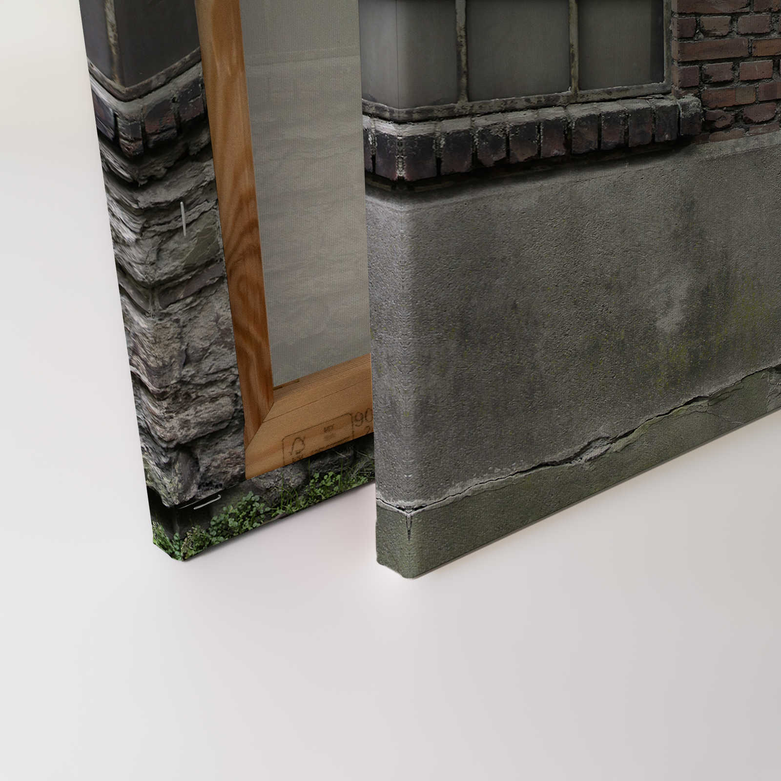 Leinwandbild Fenster 3D Optik im Industrial Design – 0,90 m x 0,60 m