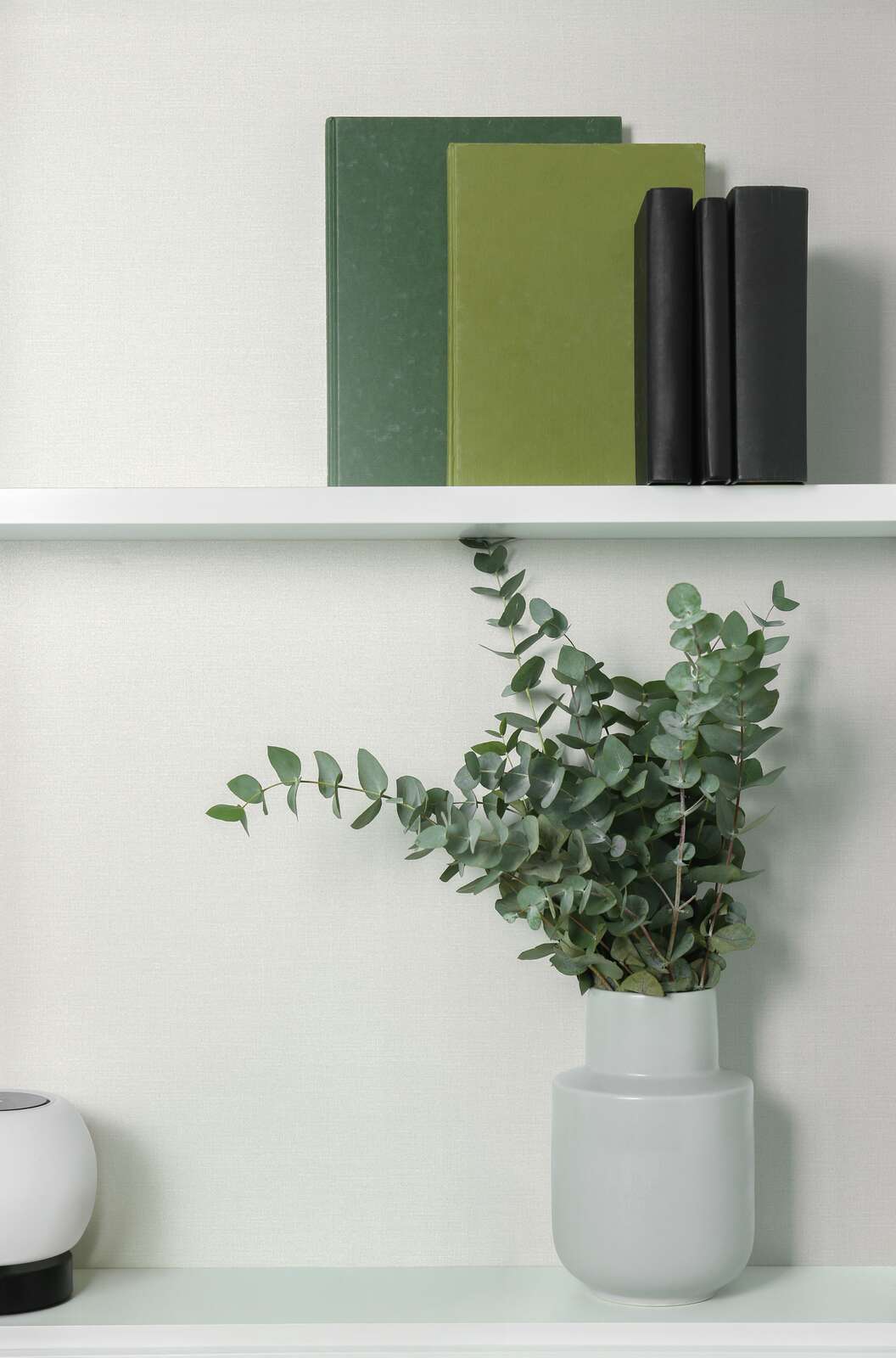 Bücher, Grüne Bücher, Vase, Eukalyptus, Regaldeko