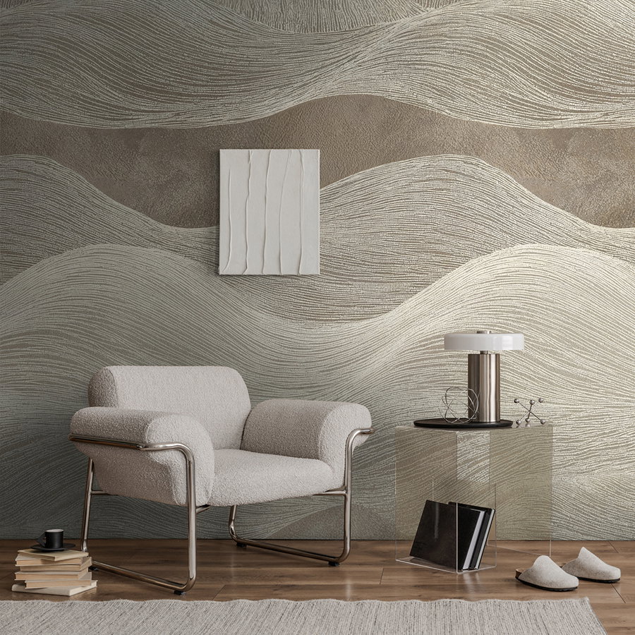 Sofa, Sessel, Lampe, Beistelltisch, Wanddeko