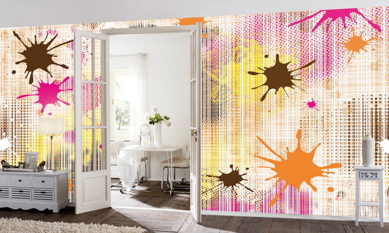             Fototapete grafisches Design mit bunten Farbklecksen
        