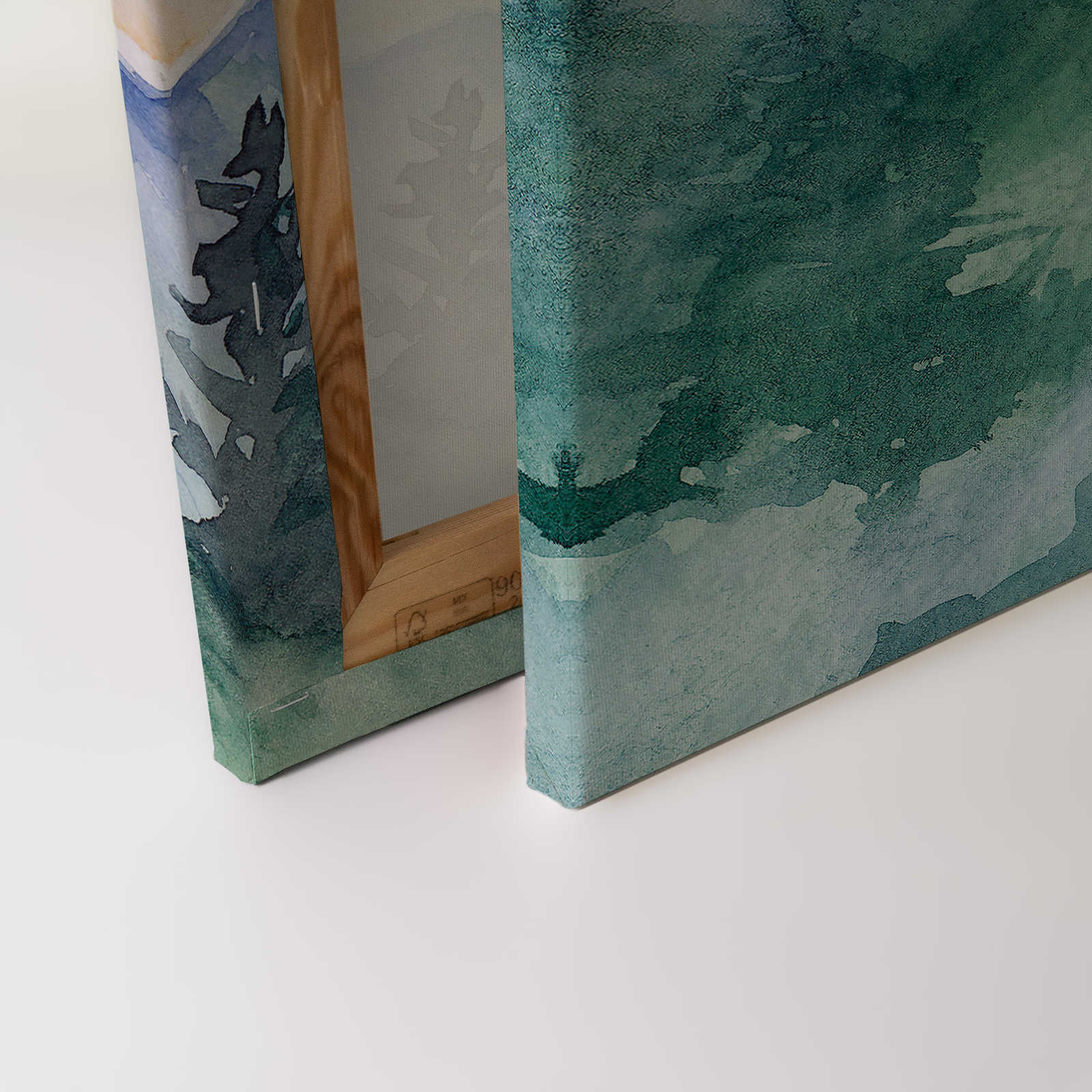             Leinwandbild mit Wasserfarben gemalte Berglandschaft – 0,90 m x 0,60 m
        