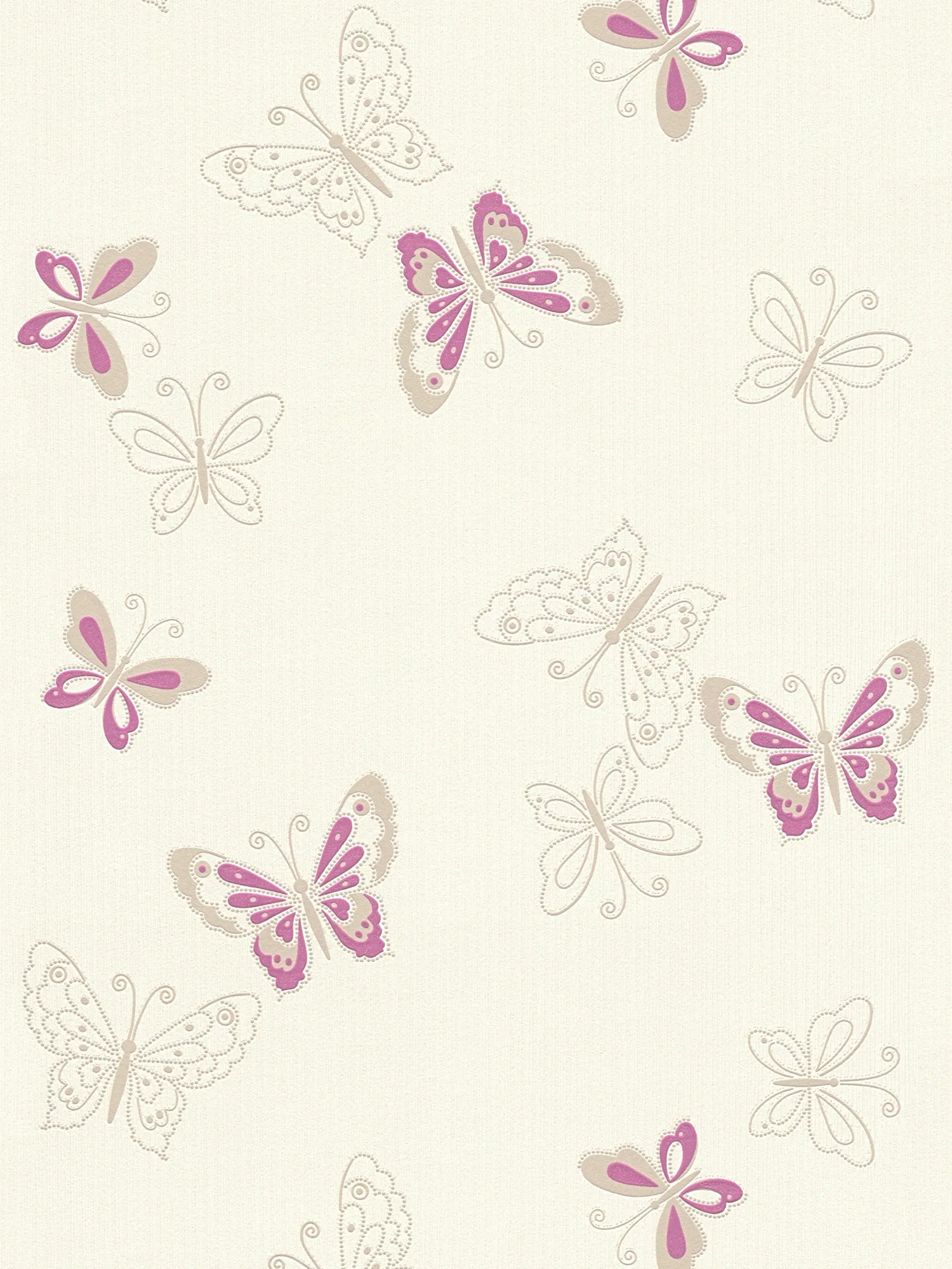 Kinderzimmer Tapete mit Schmetterling – Beige, Violett