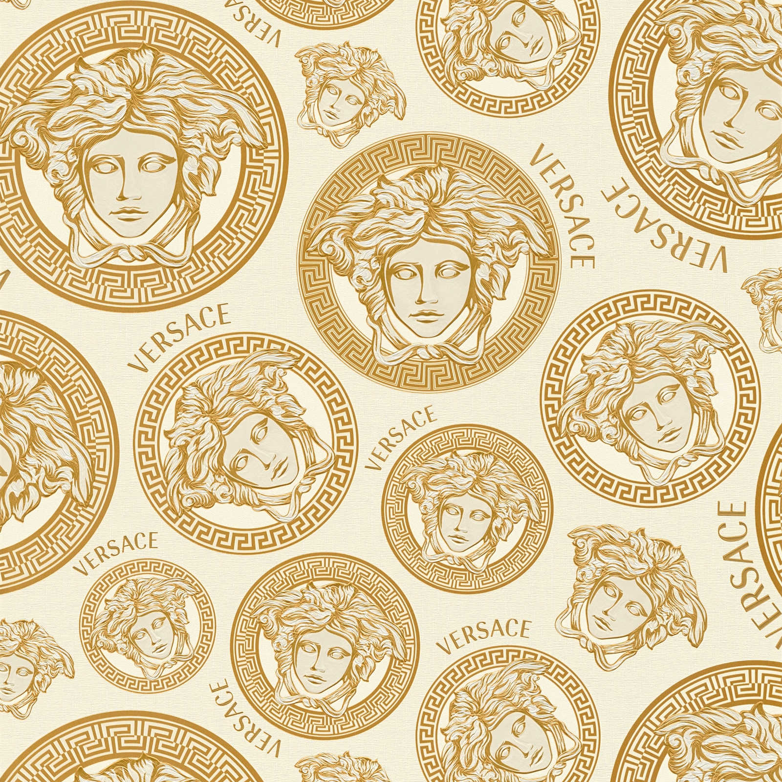         VERSACE behang goud design met Medusa embleem - crème
    