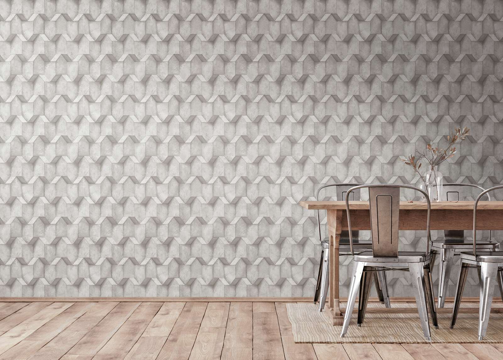 3D Tapete Greige mit Betonoptik Design – Grau, Beige