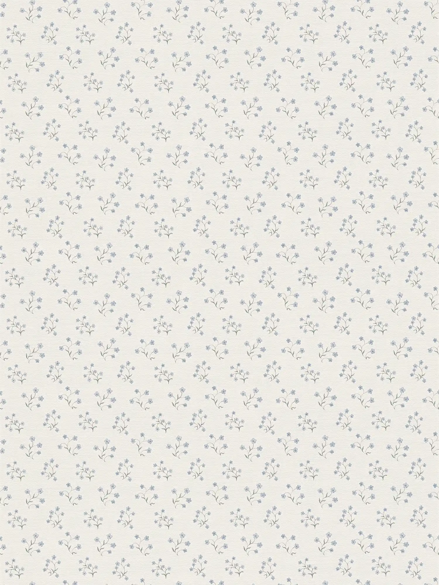         Vliesbehang met fijn bloemenpatroon - wit, blauw, grijs
    