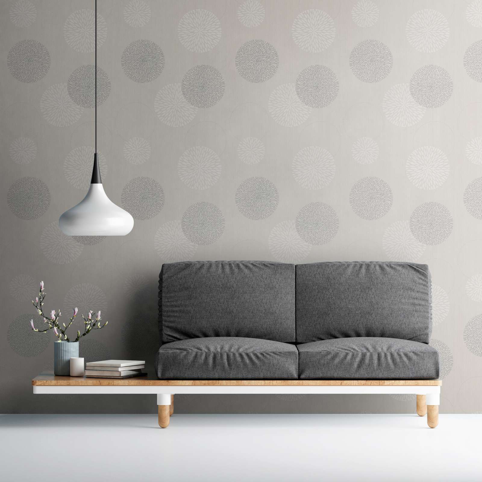             Vliesbehang abstract bloemendesign - beige, metallic
        