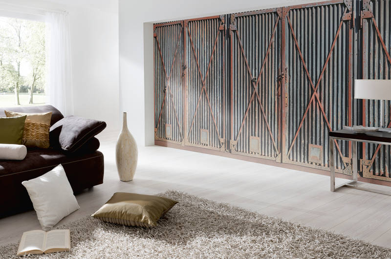             Fototapete Stahltor rostig im Industrial Style
        