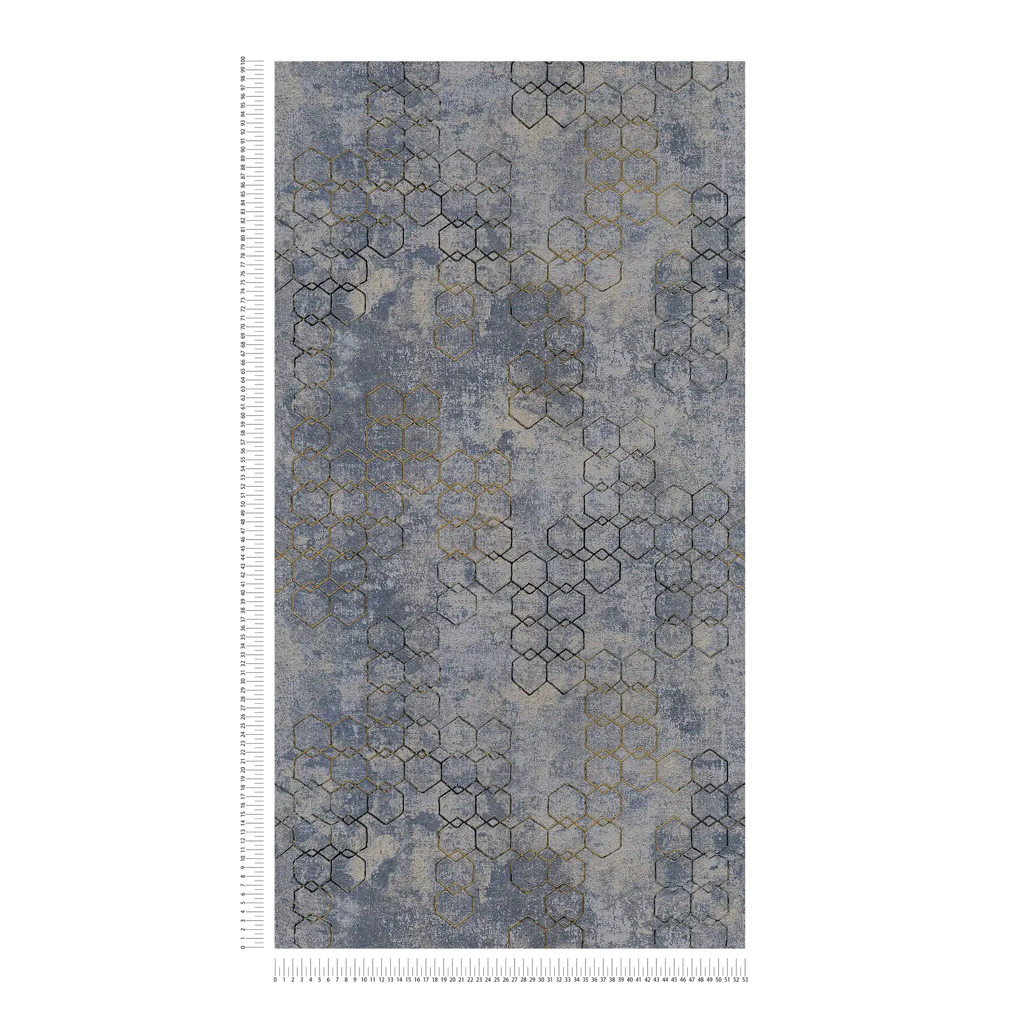             Tapete modernes Design Gold & Beton Effekt – Blau, Gold, Grau
        