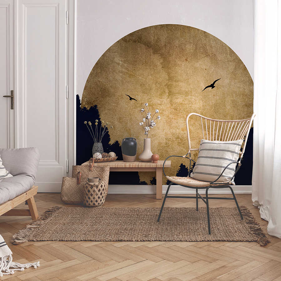 Wand mural, goldene Kreis, dekorative Kulisse, Vintage Kunst, Wohn interior