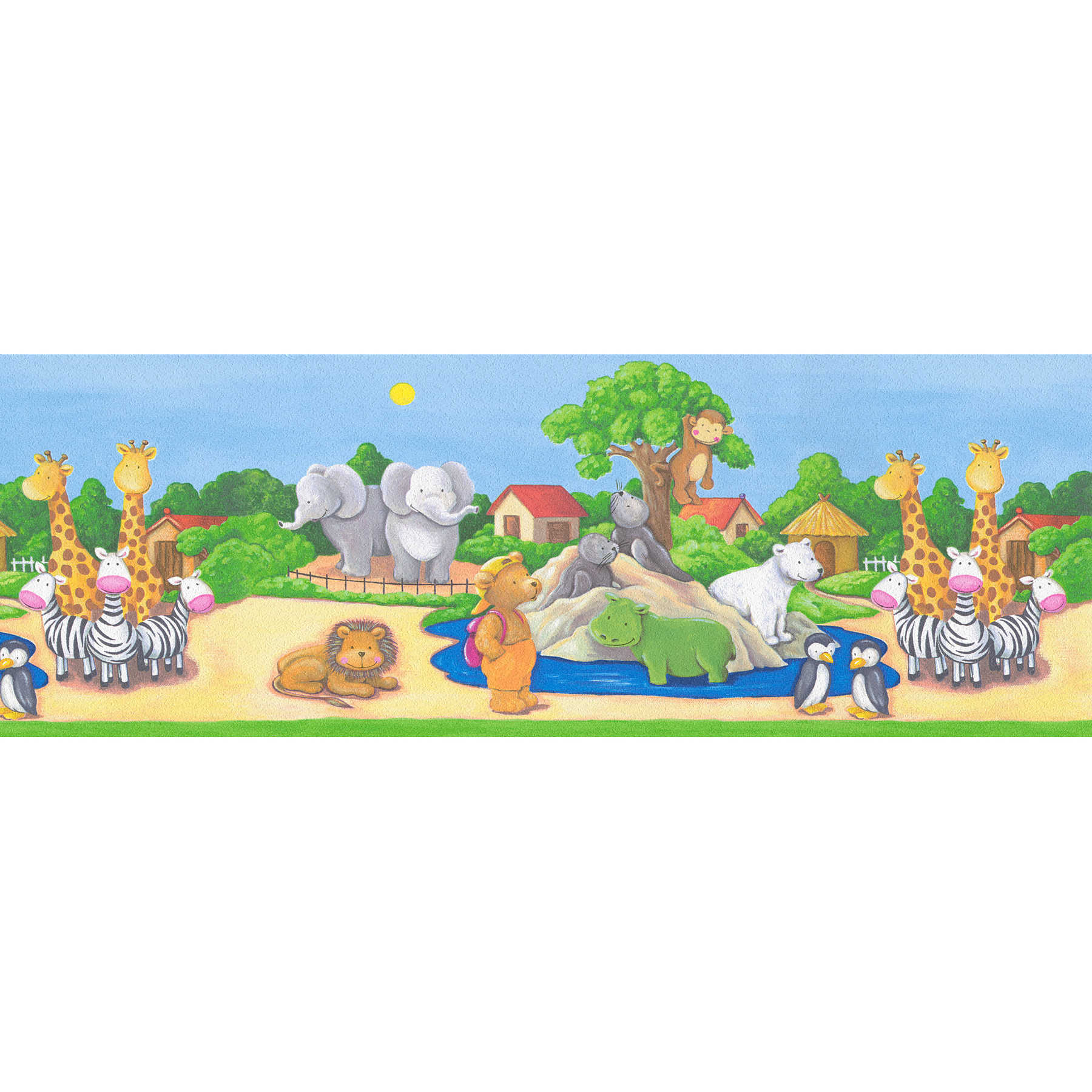         Nursery wallpaper border zoo animals - Colorful
    