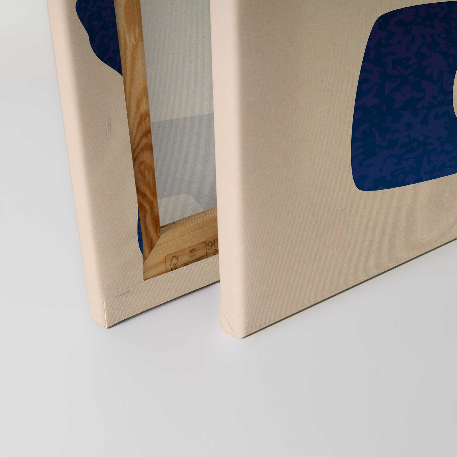             Botanischer Minimalismus: Eleganter Natur-Look - Blaue Pflanzenillustration auf Leinwand – 30 x 45 cm - Creme, Beige
        