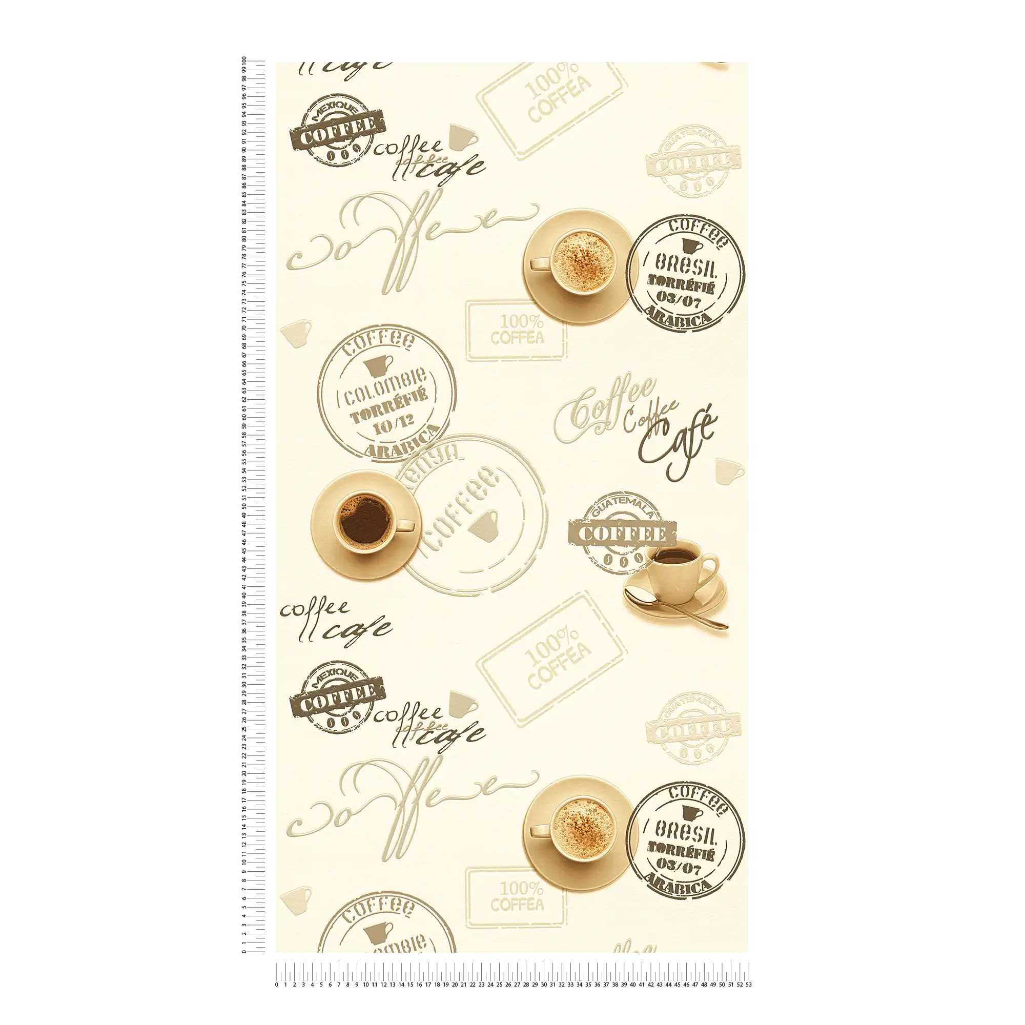             Koffiebehang voor keukens, retro design - crème, beige
        