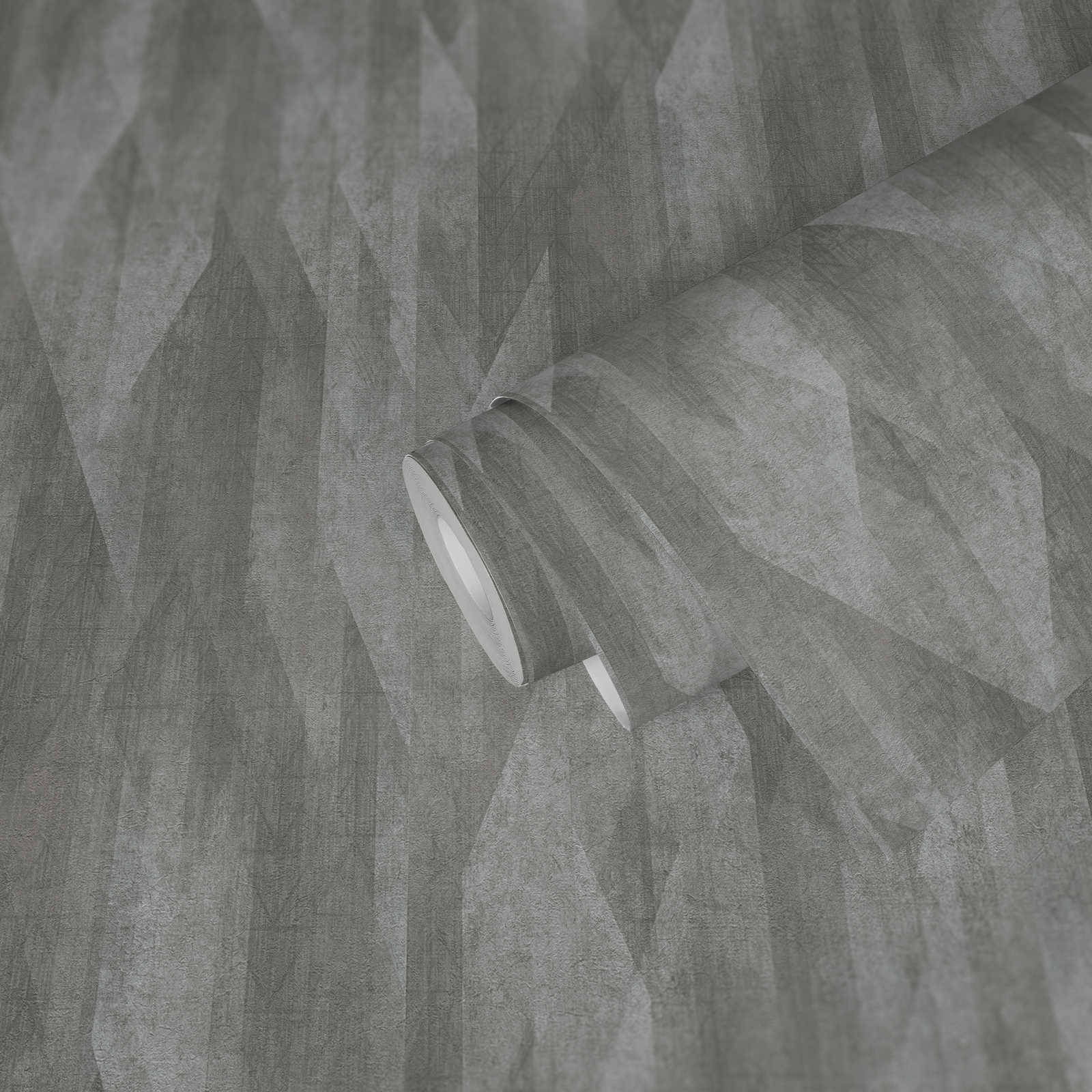 Vliestapete mit grafischen Rautendesign – Grau