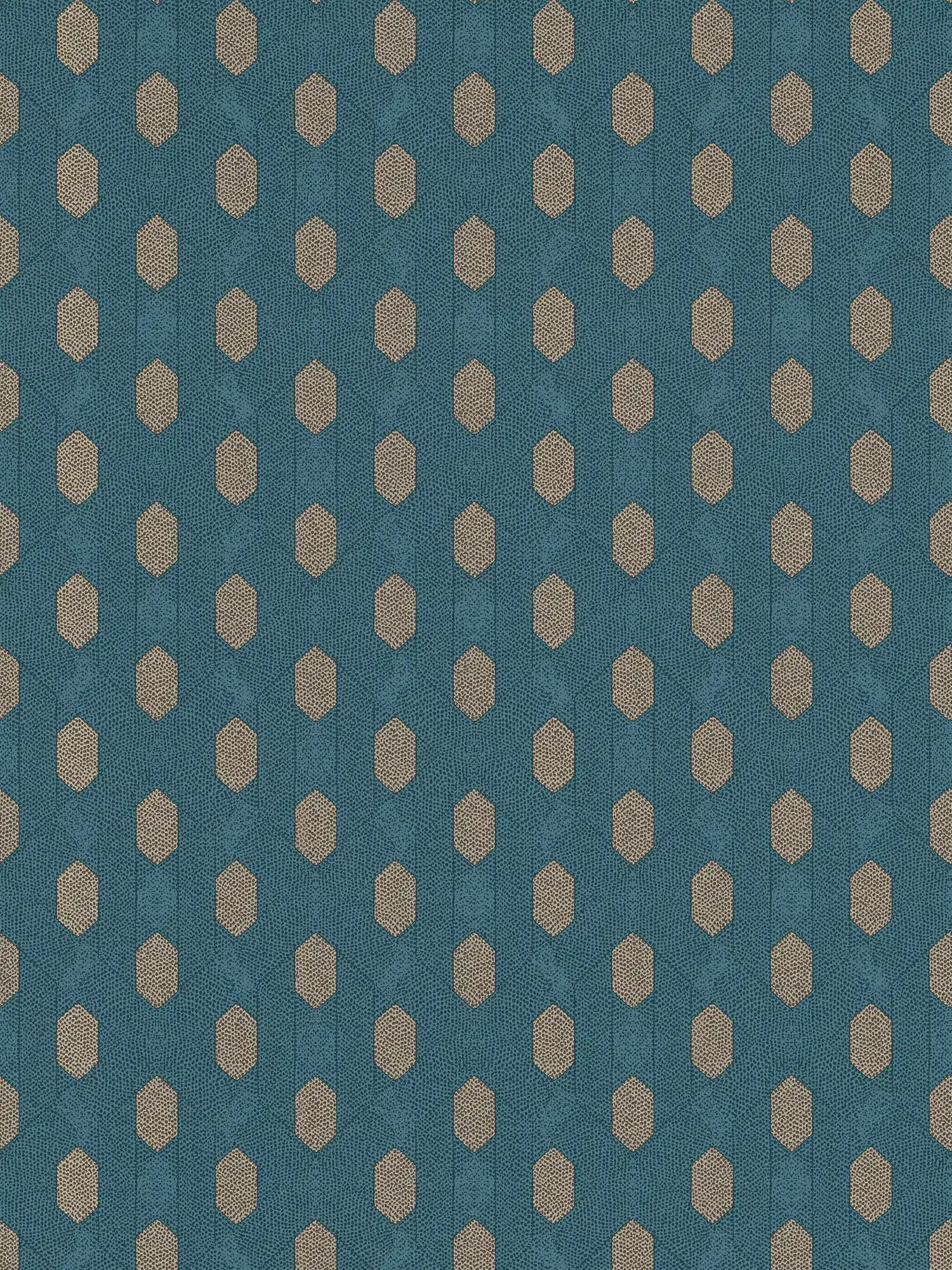         Blauw behang met geometrisch patroon & gouden details - blauw, bruin, beige
    