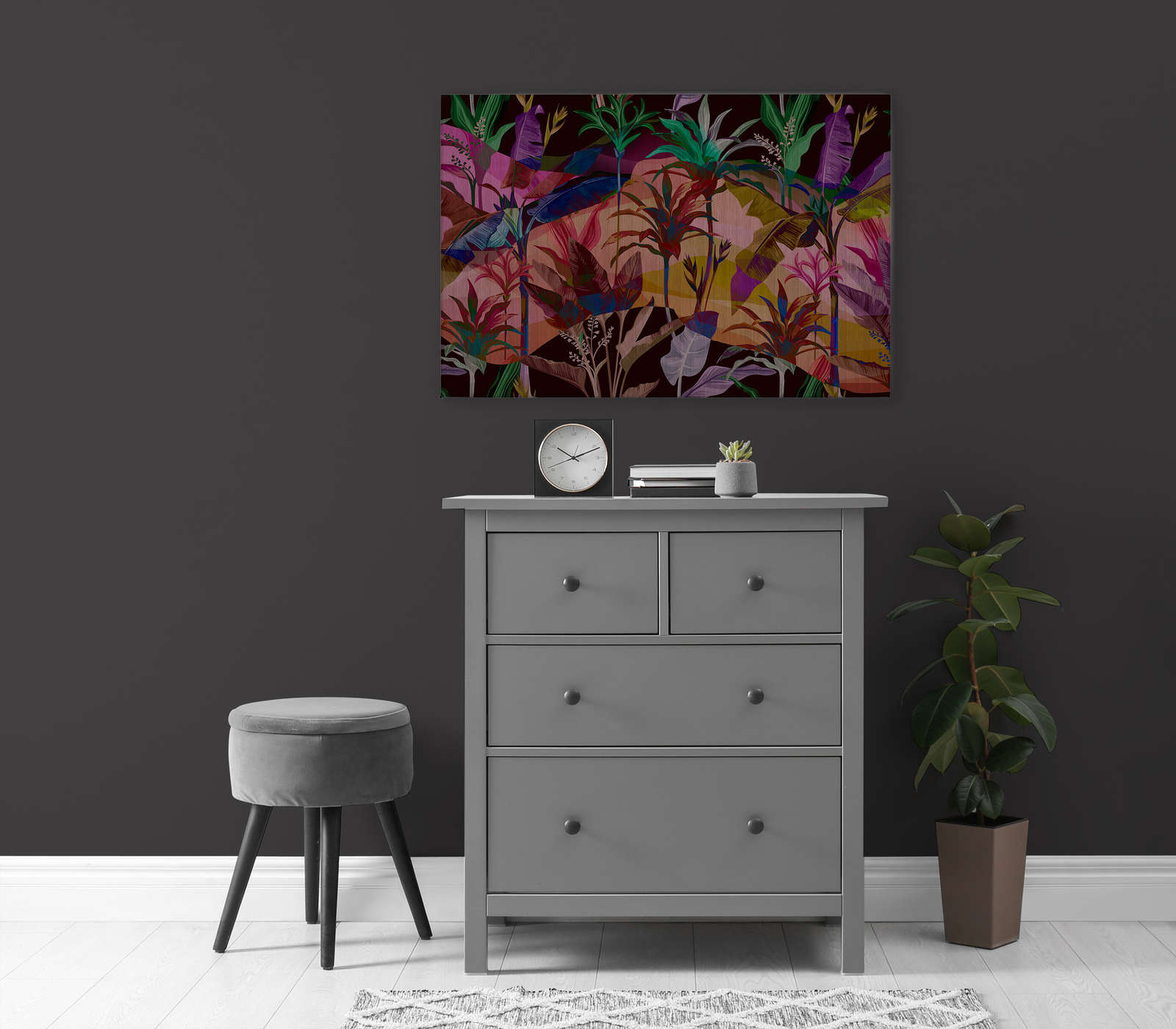             Palmyra 1 - Dschungel Leinwandbild bunte & abstrakte Blätter – 0,90 m x 0,60 m
        