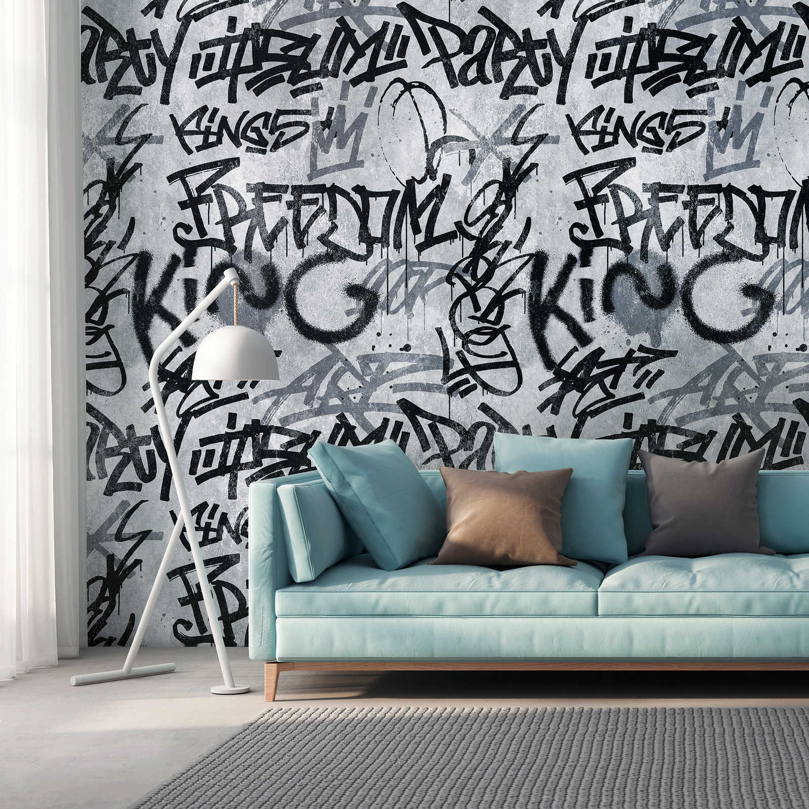         Behang nieuwigheid | motief behang graffiti & beton design, grijs & urban
    