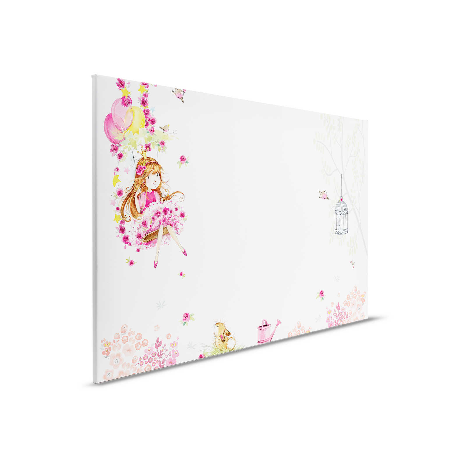         Canvas schilderij Kinderkamer met prinses op schommel en dieren - 0,90 m x 0,60 m
    