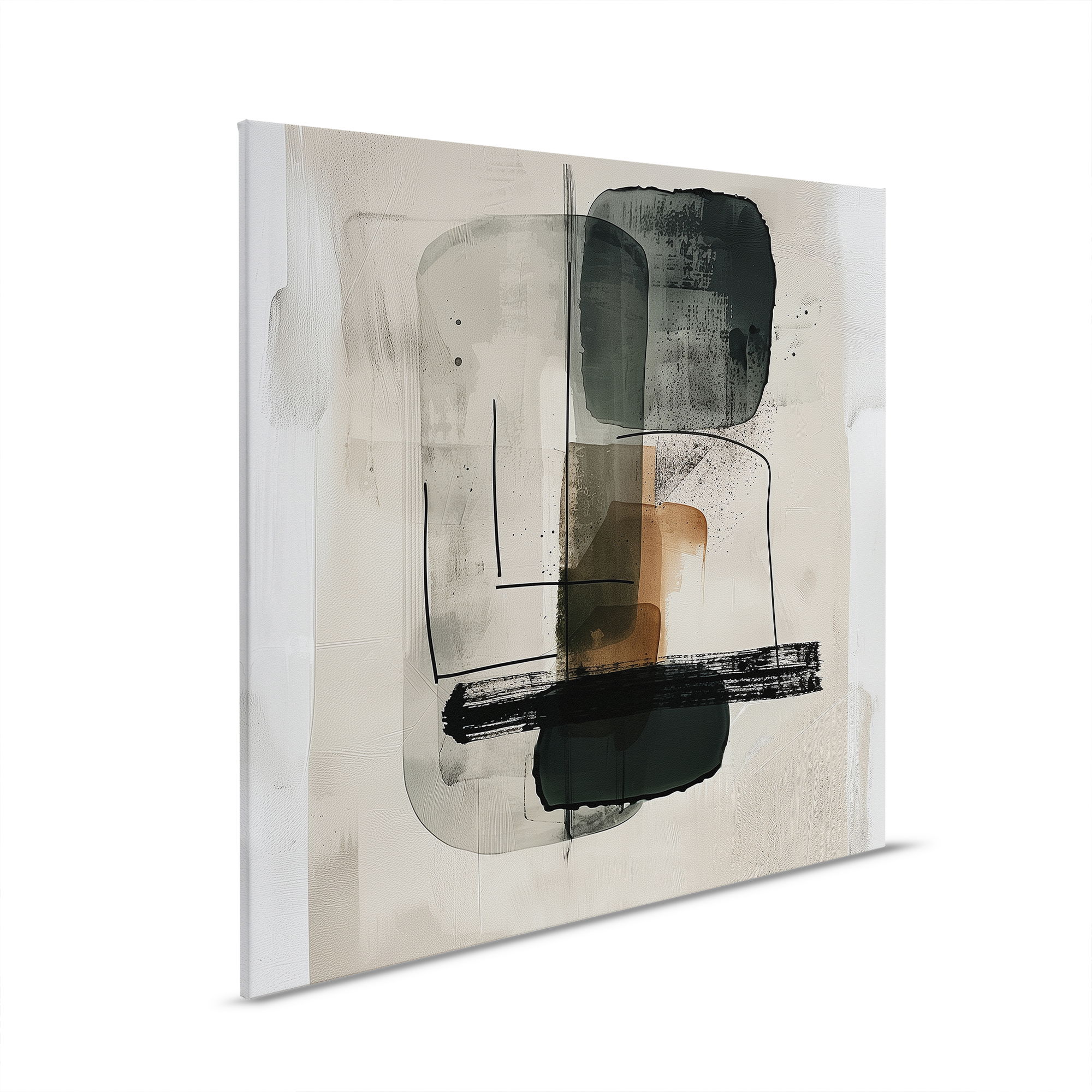         Canvas schilderij Dynamische vormen - Abstract wandontwerp - 30 x 30 cm - Beige, Grijs
    